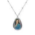Gene Tierney - Oval Portrait Necklace — Vintage Art Teardrop Pendant