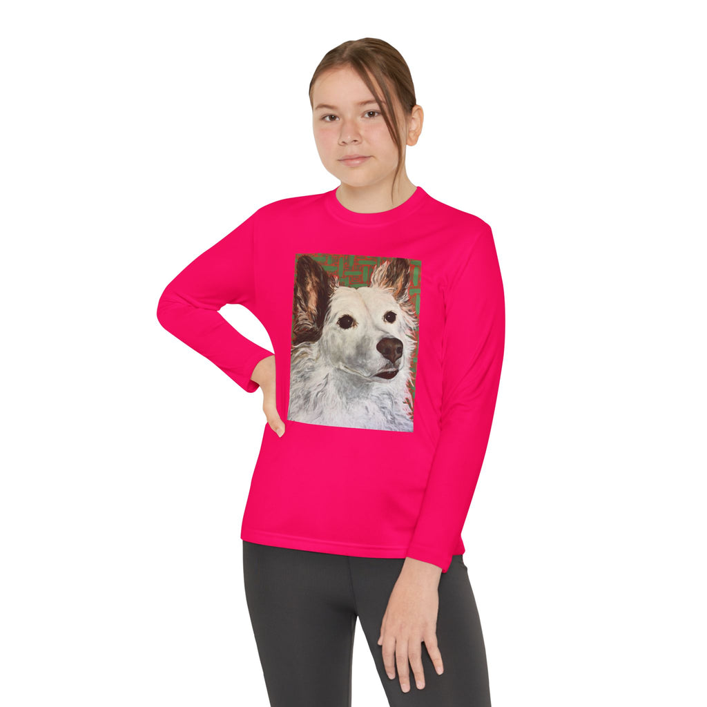 White Dog Portrait - Youth Long Sleeve Tee — White Dog Portrait Kids Shirt