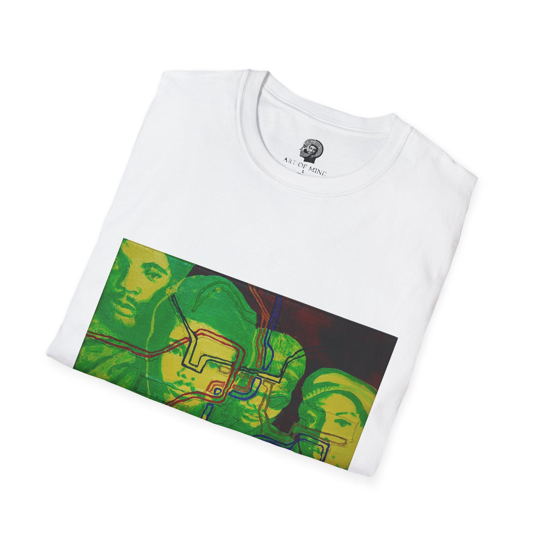 Bad Brains - Abstract Green Portrait T-Shirt — Surreal Layered Faces Art Tee