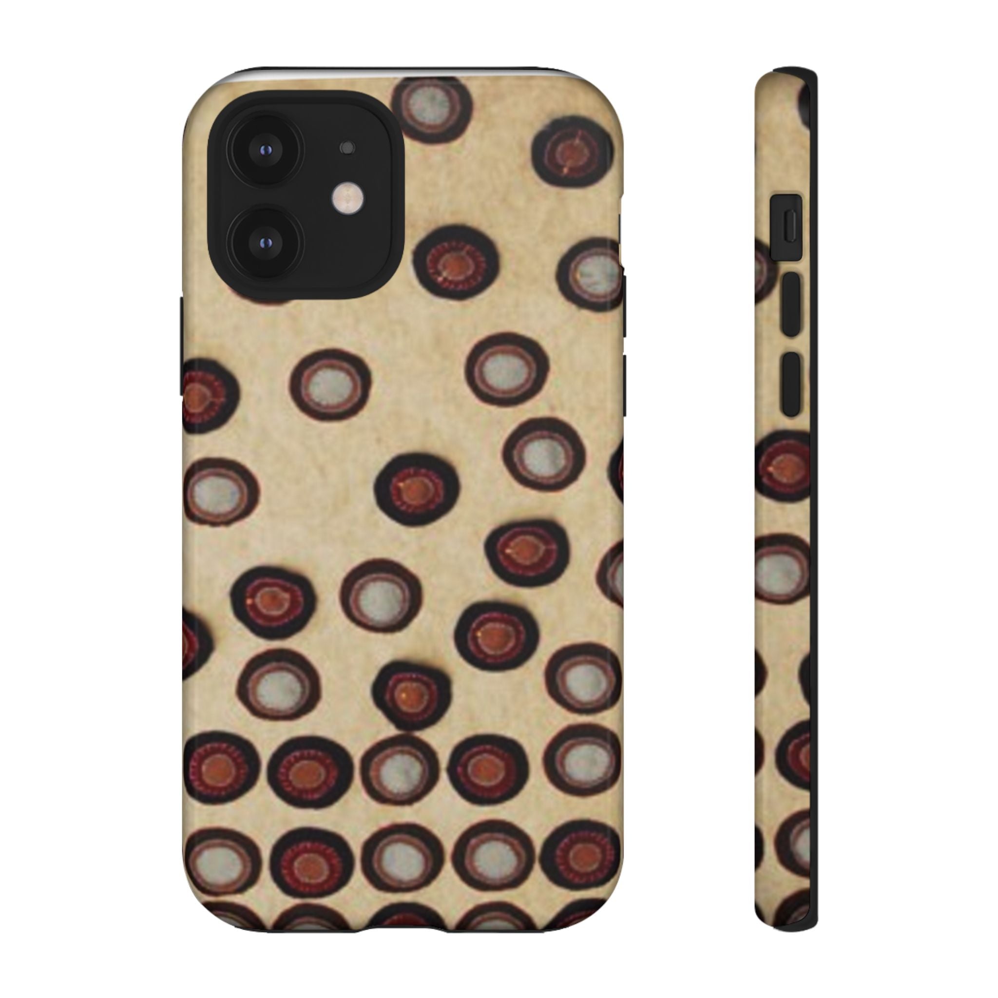 Penny Rug - Retro Dot Pattern Phone Case — Vintage Beige Circles Protective Cover