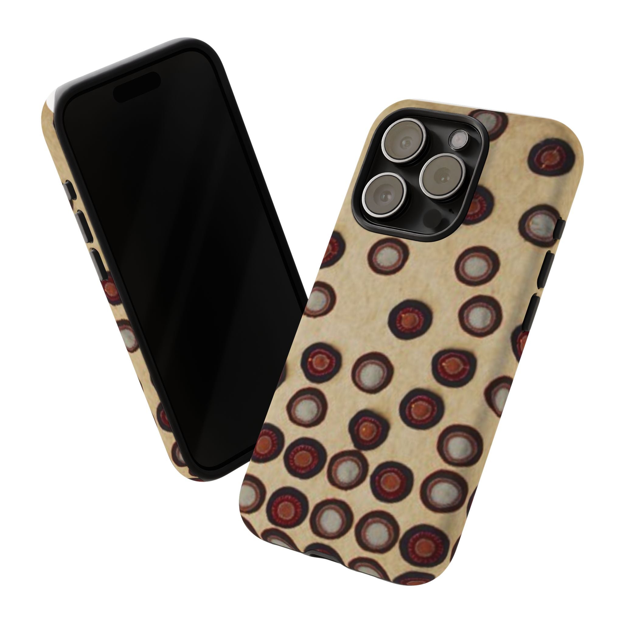 Penny Rug - Retro Dot Pattern Phone Case — Vintage Beige Circles Protective Cover