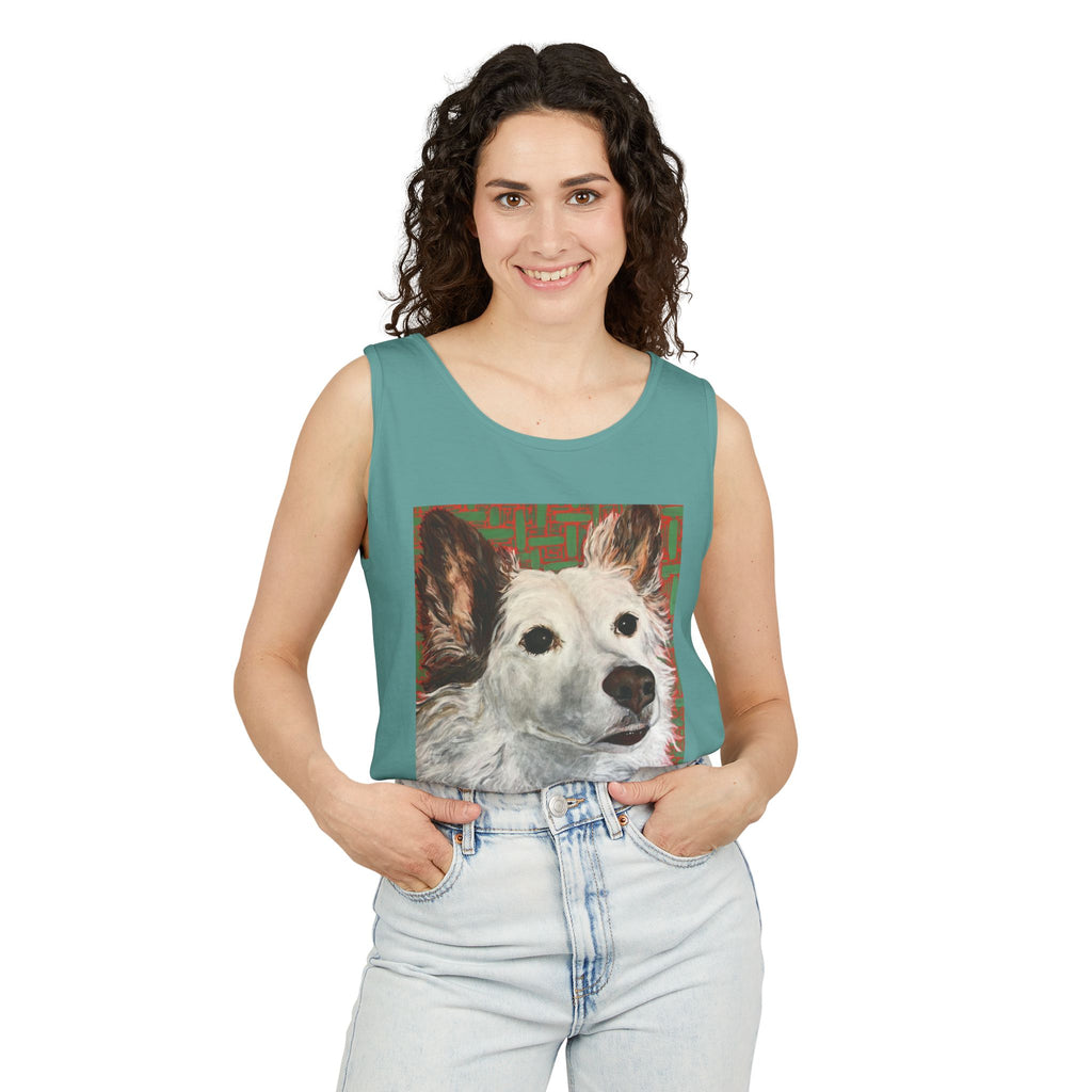 WhiteDog Portrait - Tank Top with Pop-Art Dog Portrait — Cute Pet Graphic Tank