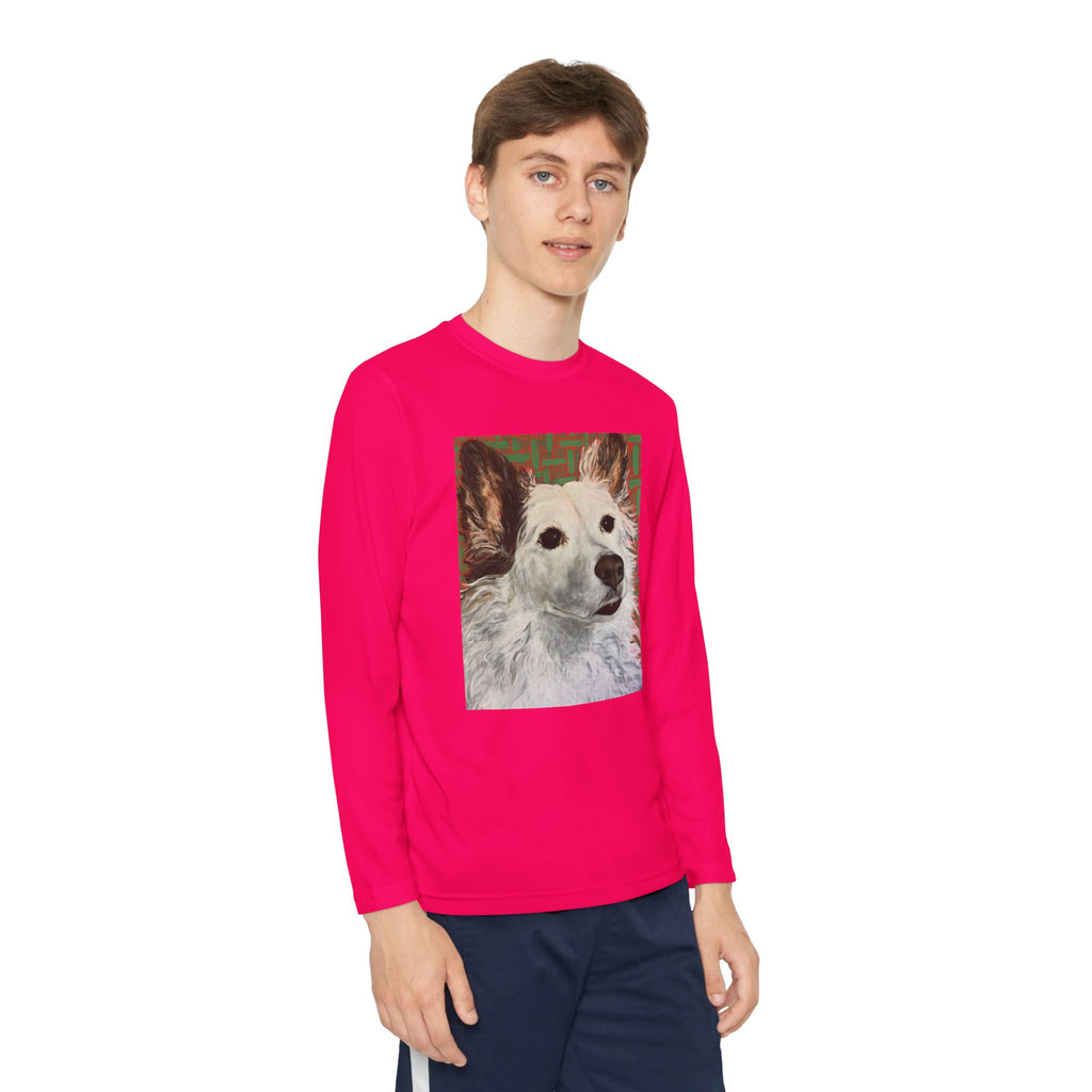 White Dog Portrait - Youth Long Sleeve Tee — White Dog Portrait Kids Shirt