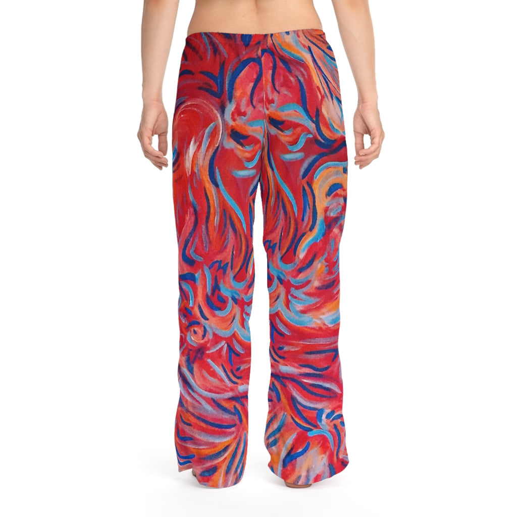 Abstract Flame Swirl - Women's Pajama Pants - Vibrant Abstract Swirl Print Lounge Pants