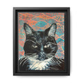 Black Cat Portrait Wall Art_ Framed Matte Canvas Cat Portrait