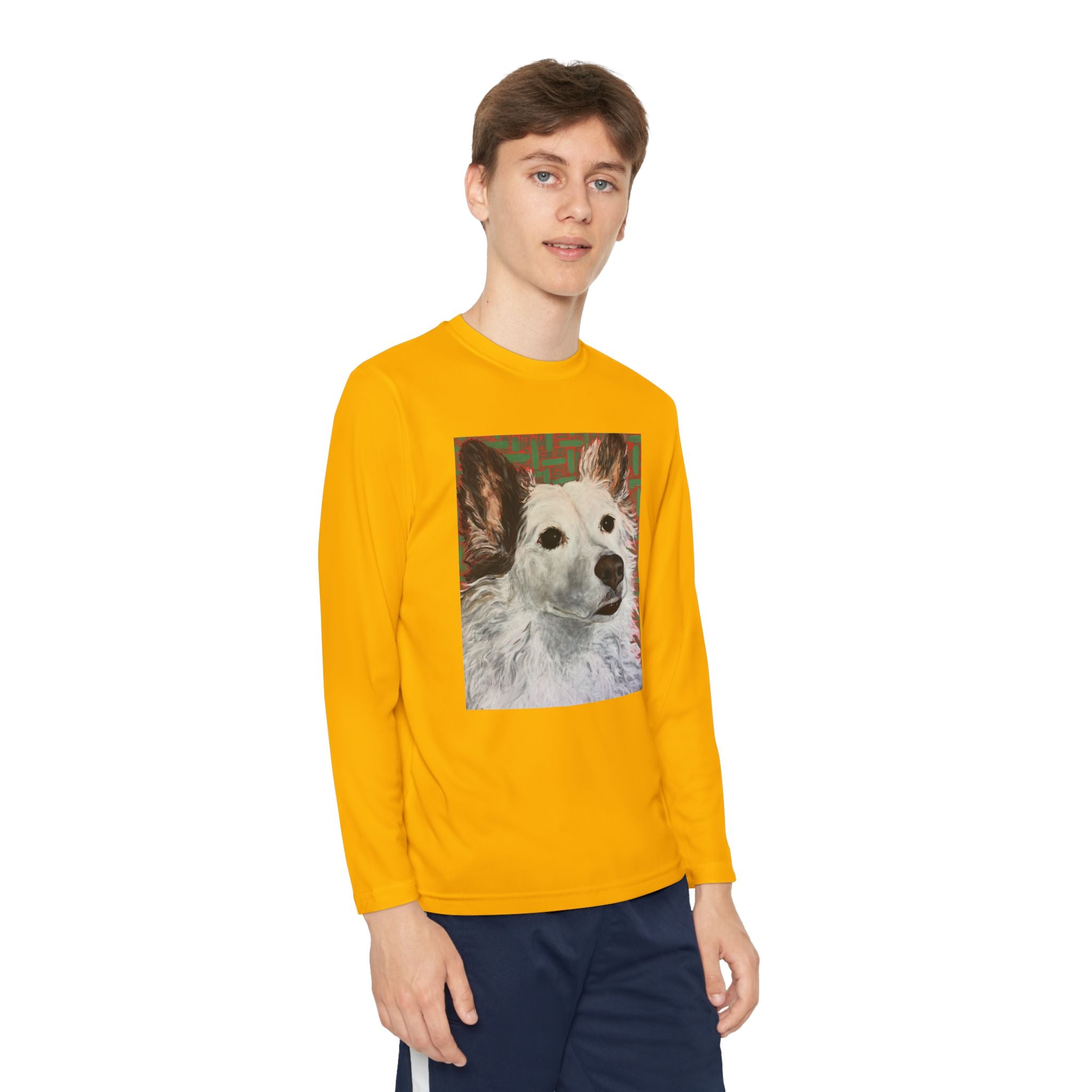 White Dog Portrait - Youth Long Sleeve Tee — White Dog Portrait Kids Shirt