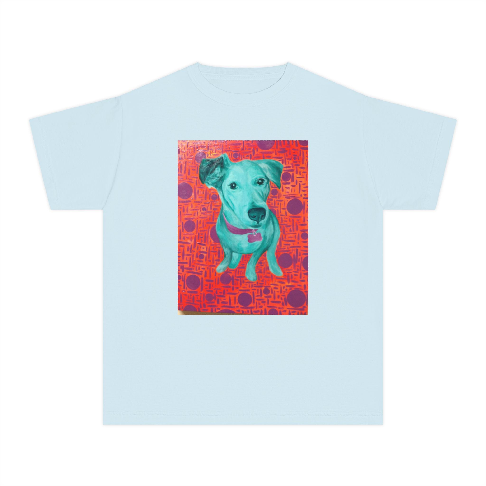 White Dog - Youth Tee — Colorful Pop-Art Puppy Graphic Kids T-Shirt
