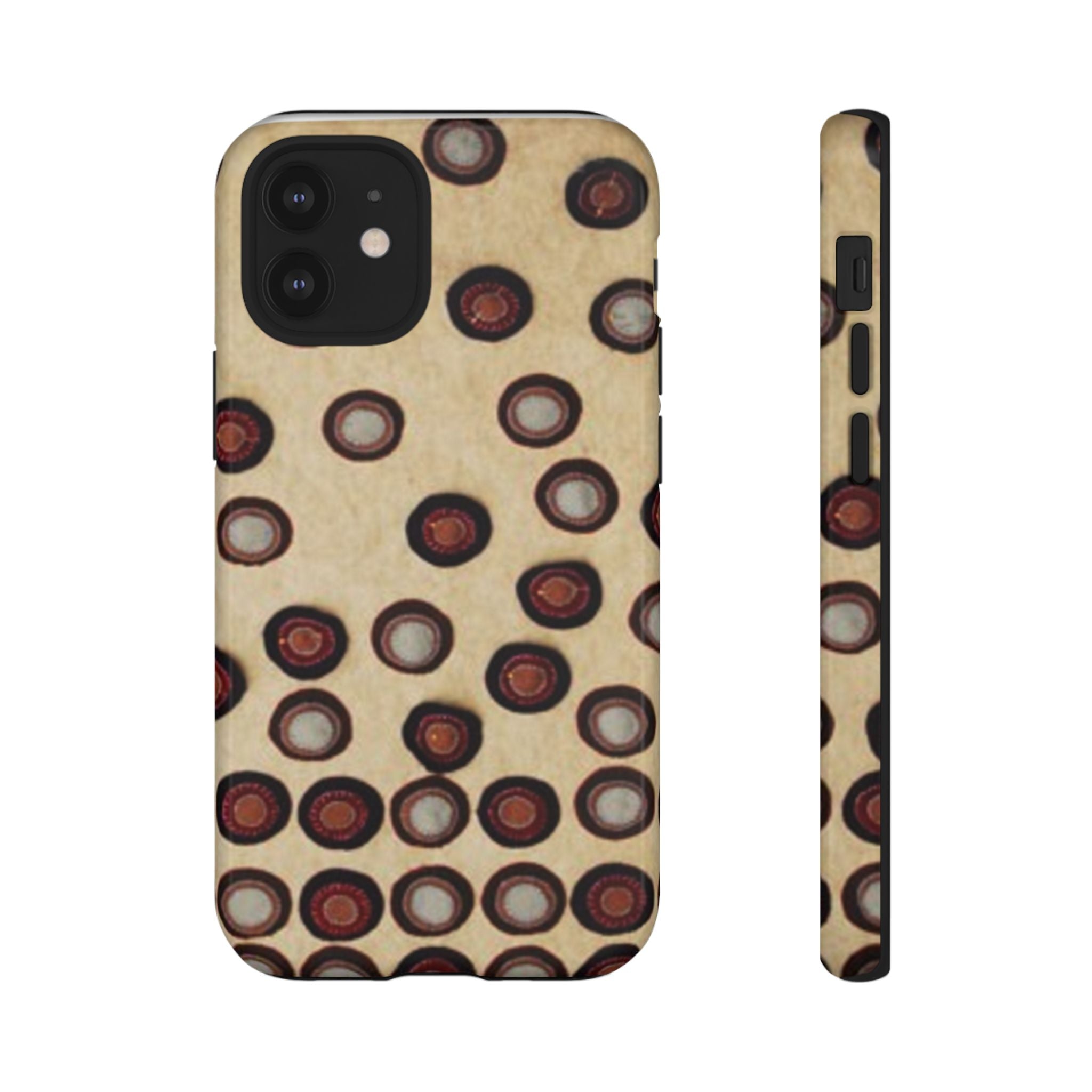 Penny Rug - Retro Dot Pattern Phone Case — Vintage Beige Circles Protective Cover