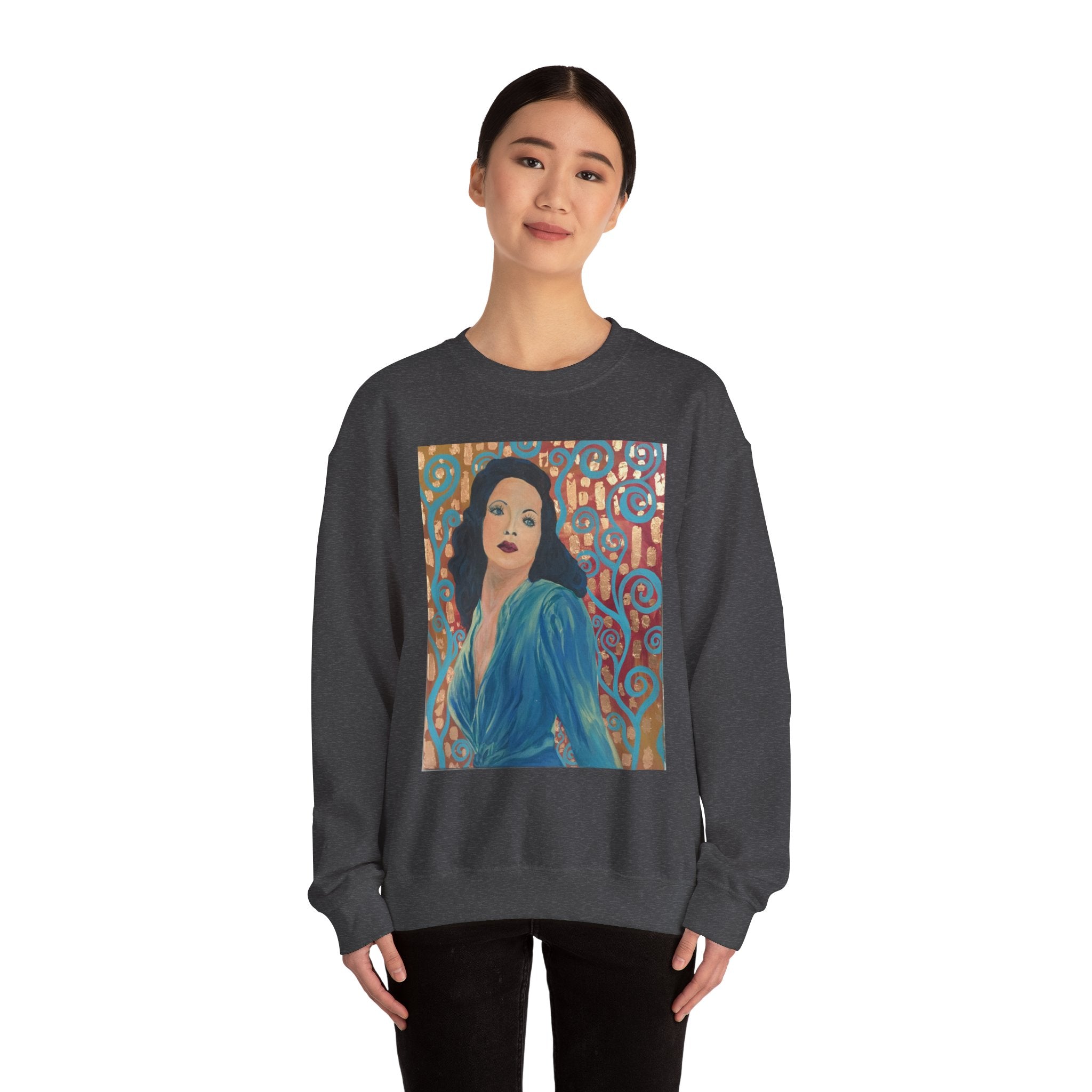 Gene Tierney Portrait Adult Sweatshirt — Painted Pop-Art Vintage Actress Crewneck