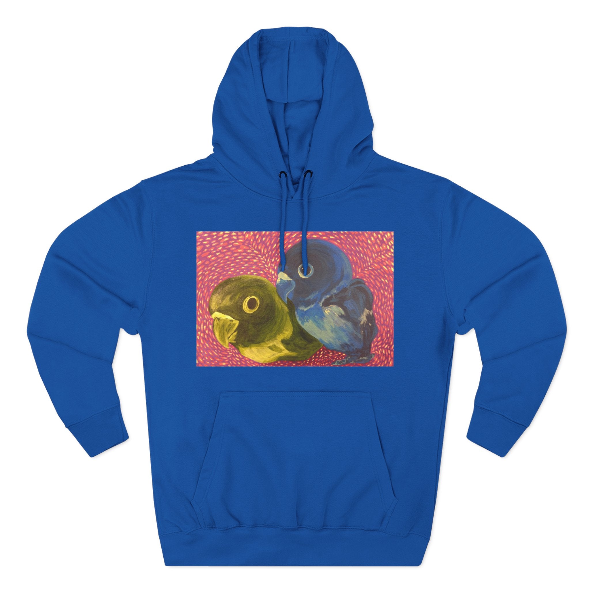 Parakeet Pop Art Hoodie — Colorful Budgie Bird Print Fleece Pullover