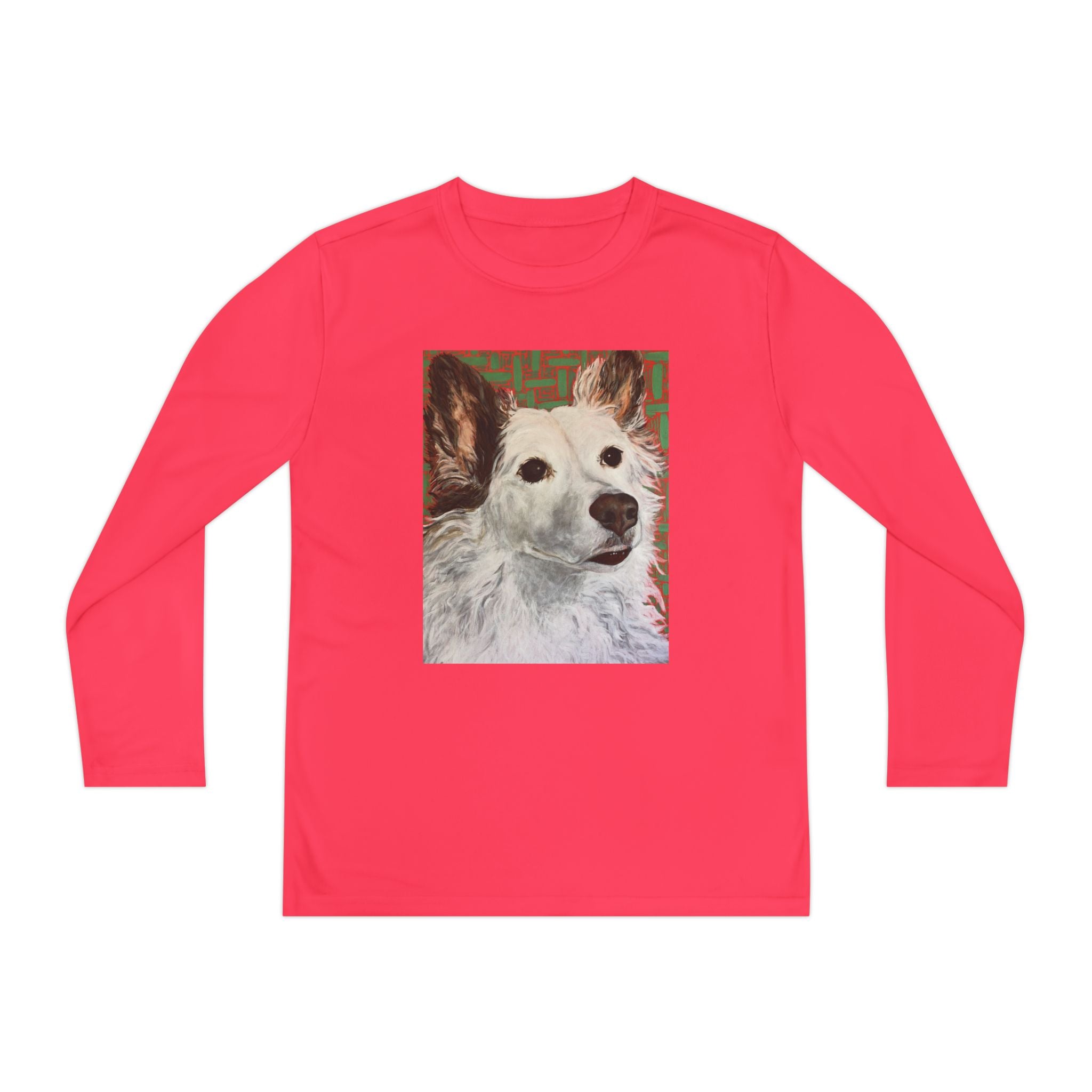 White Dog Portrait - Youth Long Sleeve Tee — White Dog Portrait Kids Shirt