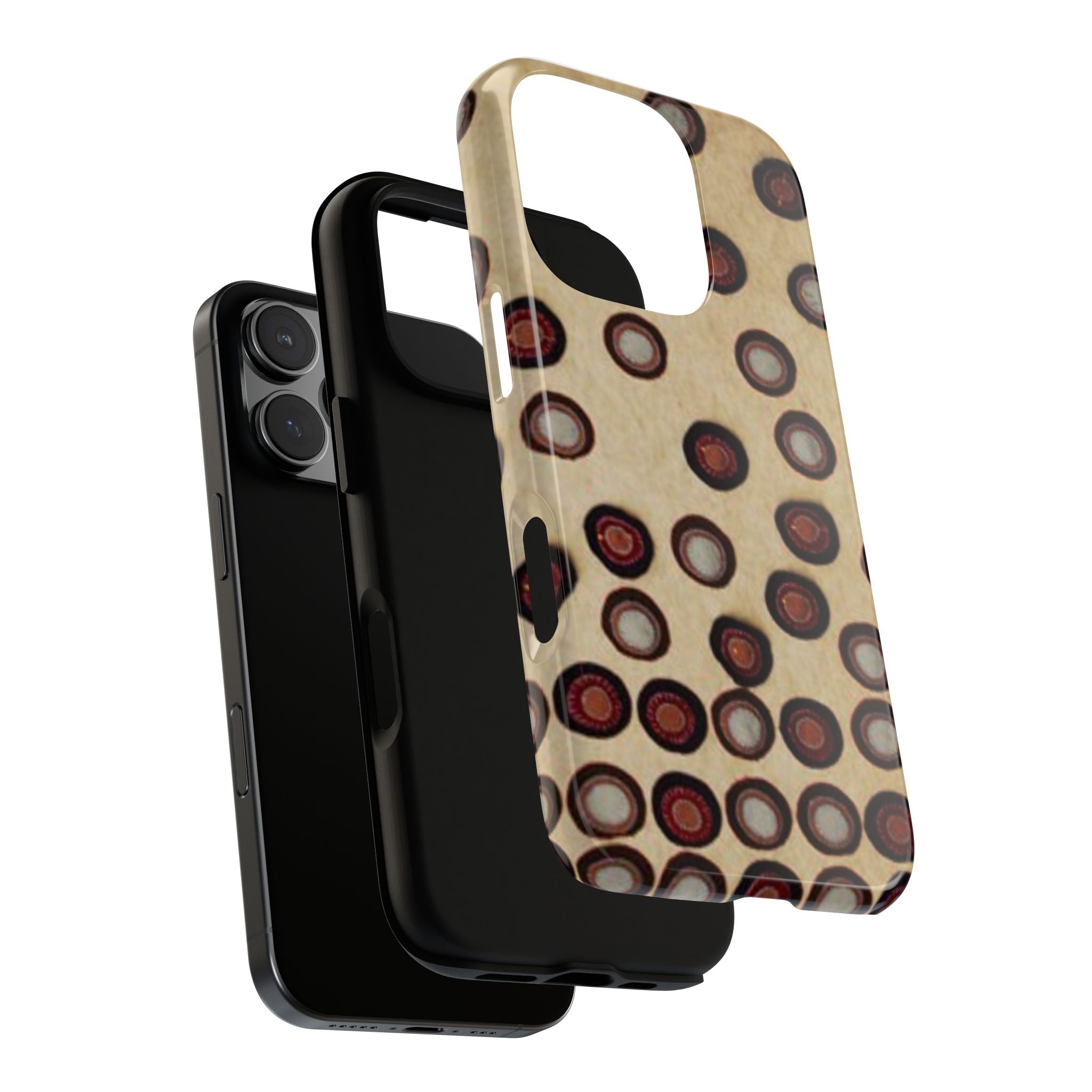 Penny Rug - Retro Dot Pattern Phone Case — Vintage Beige Circles Protective Cover