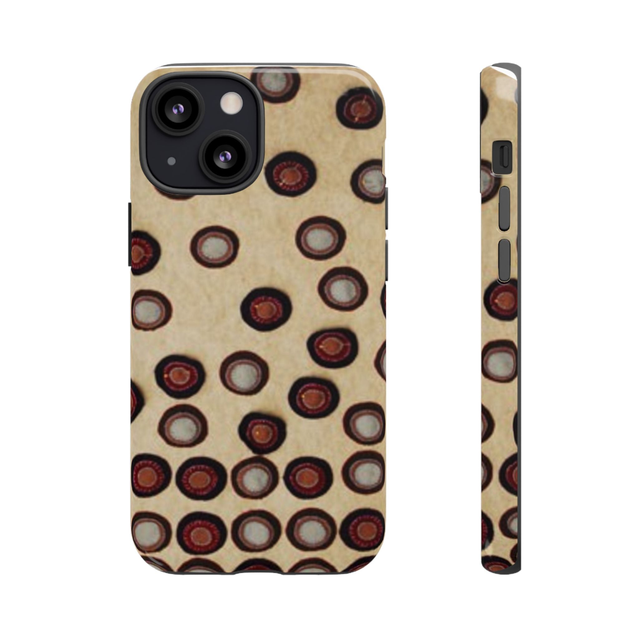 Penny Rug - Retro Dot Pattern Phone Case — Vintage Beige Circles Protective Cover