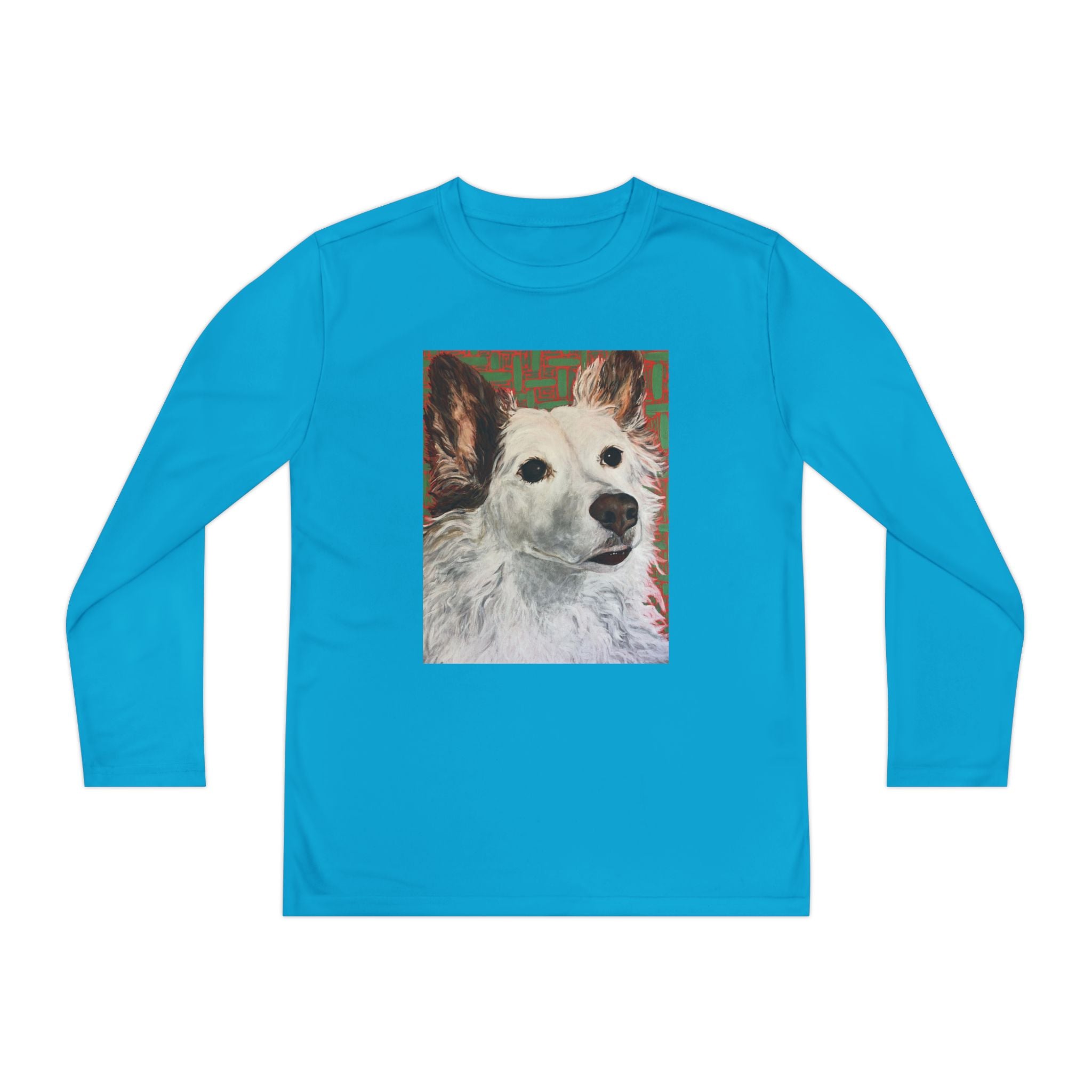 White Dog Portrait - Youth Long Sleeve Tee — White Dog Portrait Kids Shirt