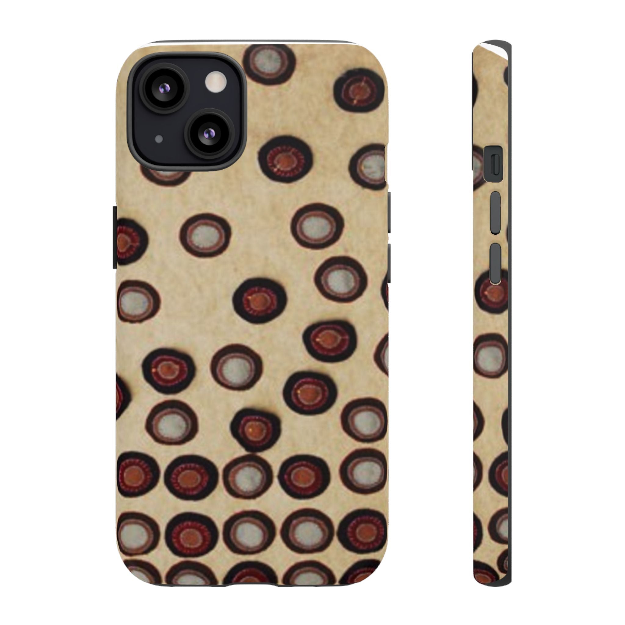Penny Rug - Retro Dot Pattern Phone Case — Vintage Beige Circles Protective Cover