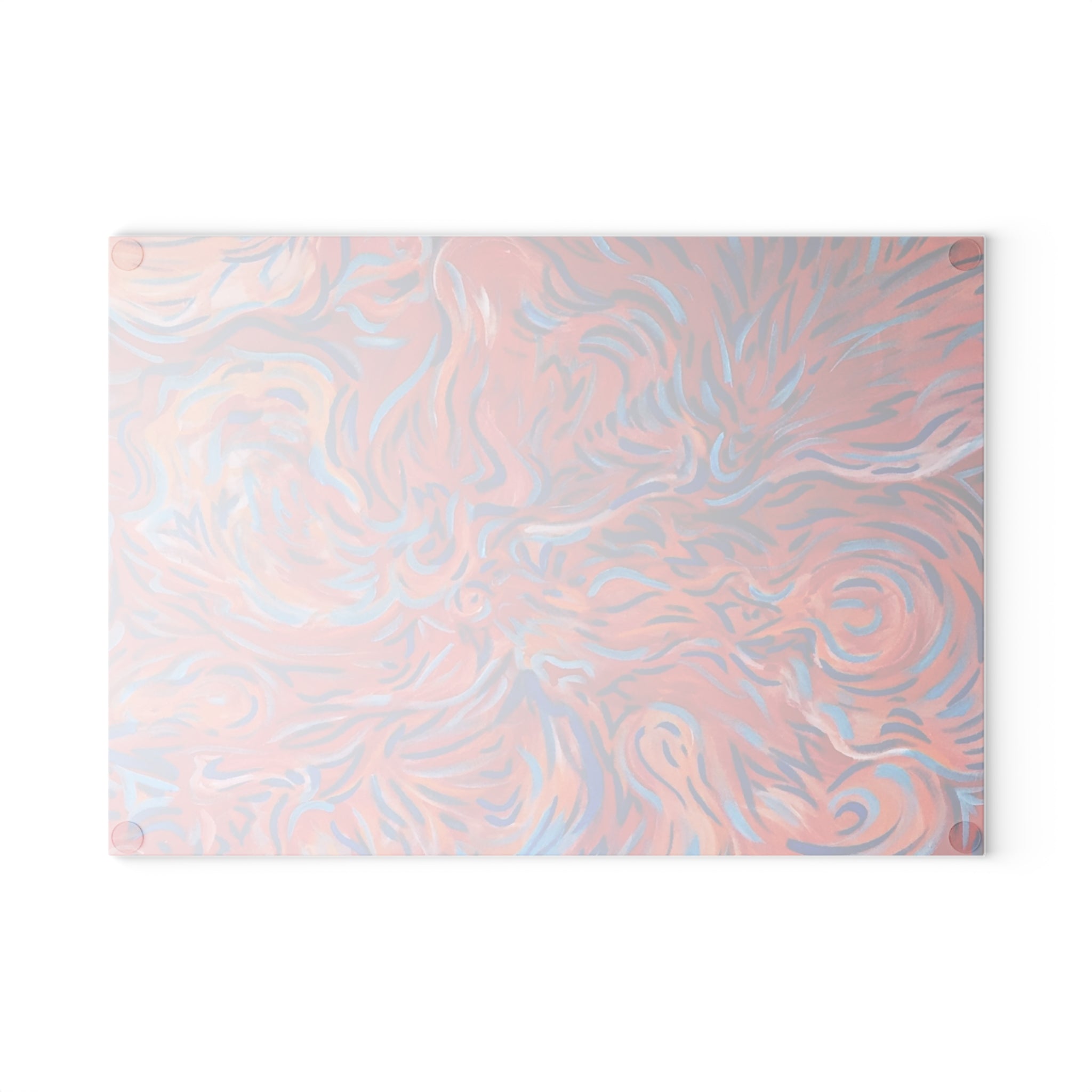 Abstract Swirl Glass Cutting Board — Vibrant Red & Coral Kitchen Art