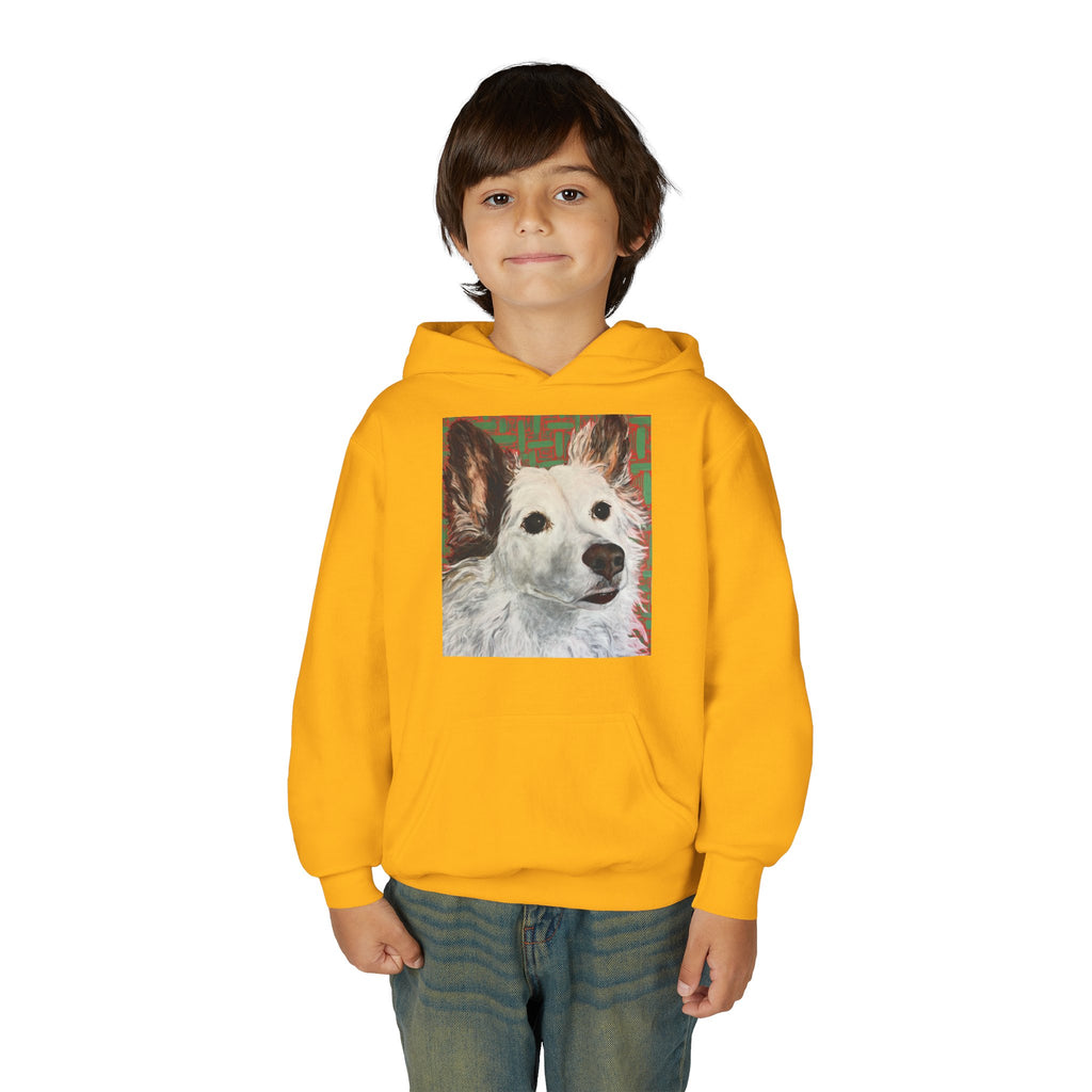 White Dog Portrait Hoodie —  Pullover for Kids