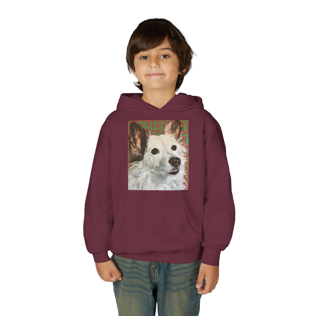 White Dog Portrait Hoodie —  Pullover for Kids