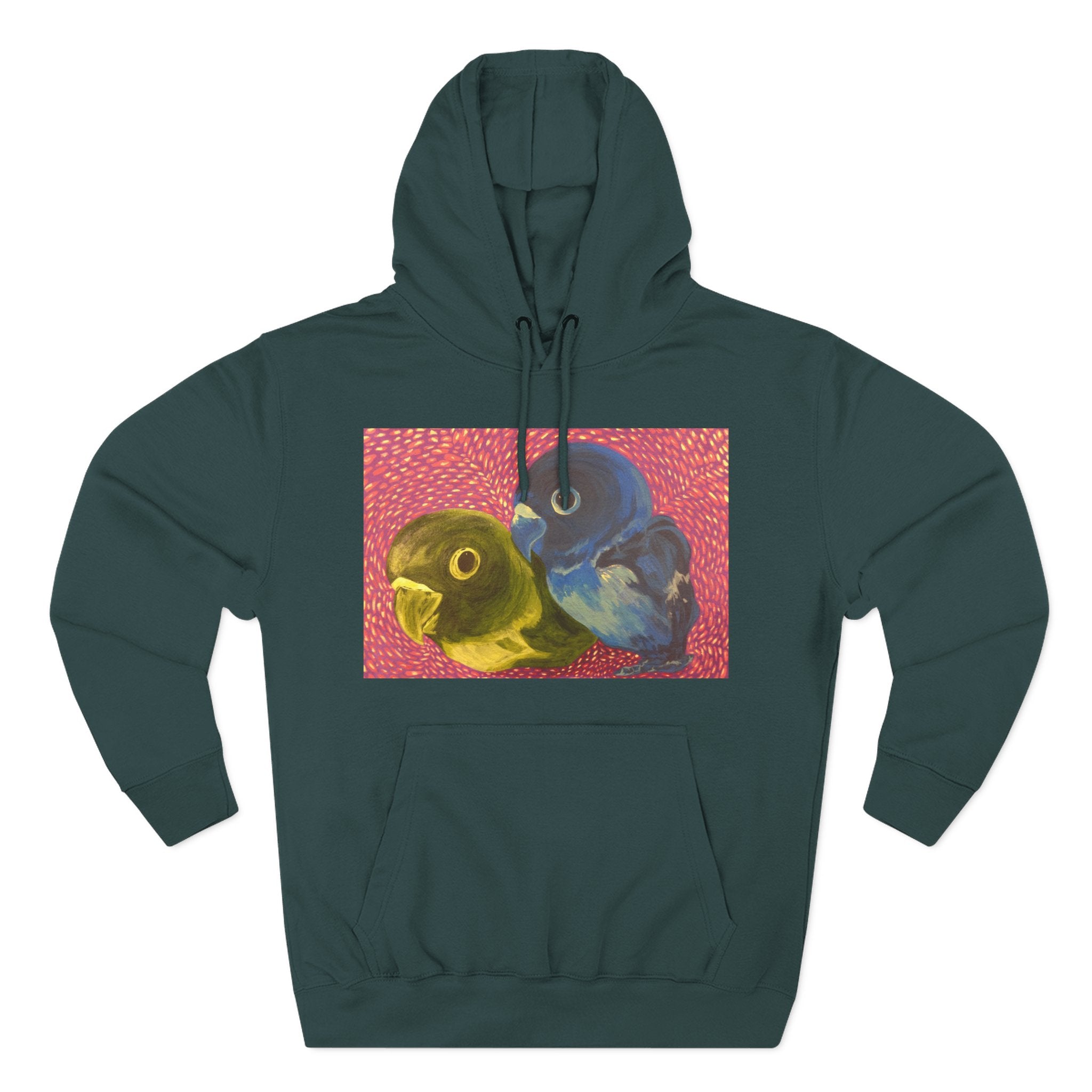 Parakeet Pop Art Hoodie — Colorful Budgie Bird Print Fleece Pullover