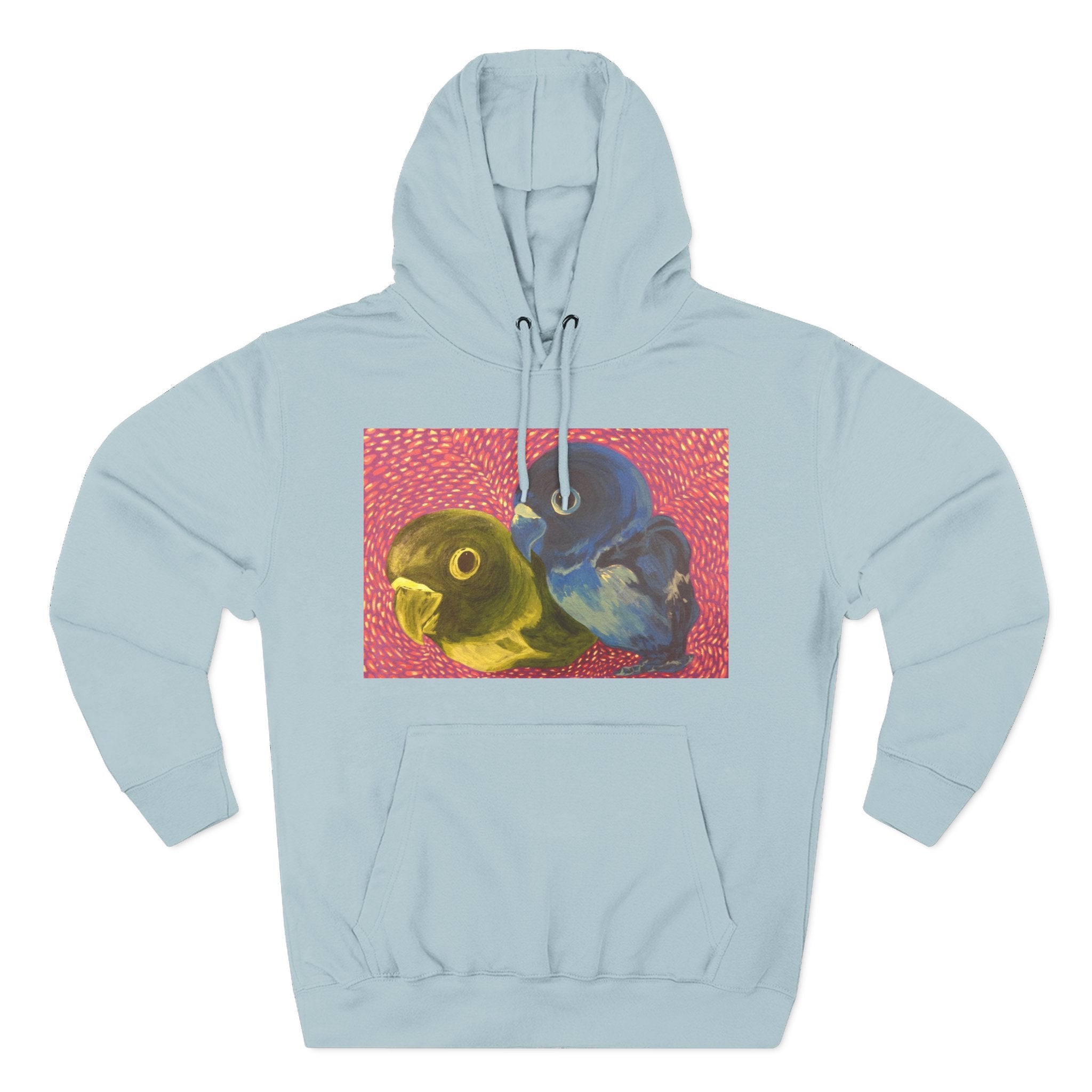 Parakeet Pop Art Hoodie — Colorful Budgie Bird Print Fleece Pullover