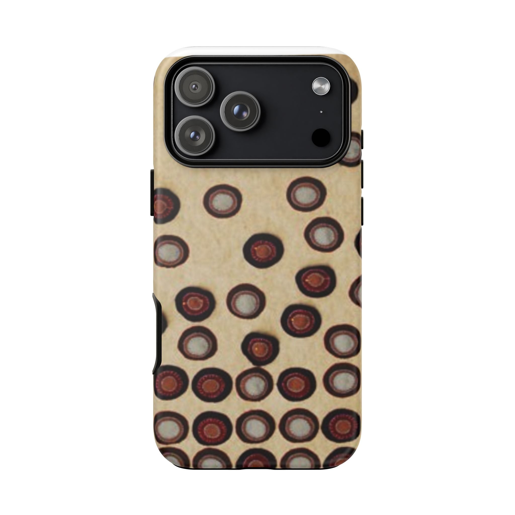 Penny Rug - Retro Dot Pattern Phone Case — Vintage Beige Circles Protective Cover