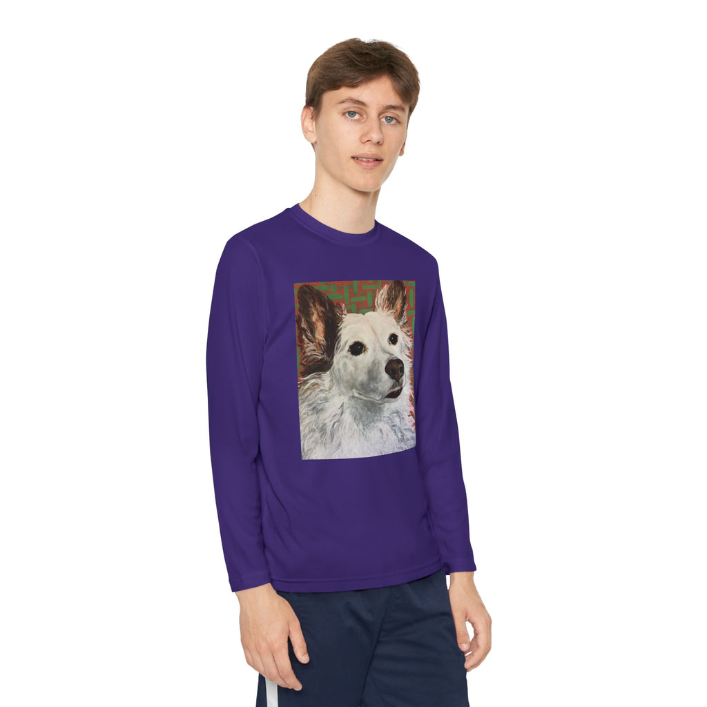 White Dog Portrait - Youth Long Sleeve Tee — White Dog Portrait Kids Shirt