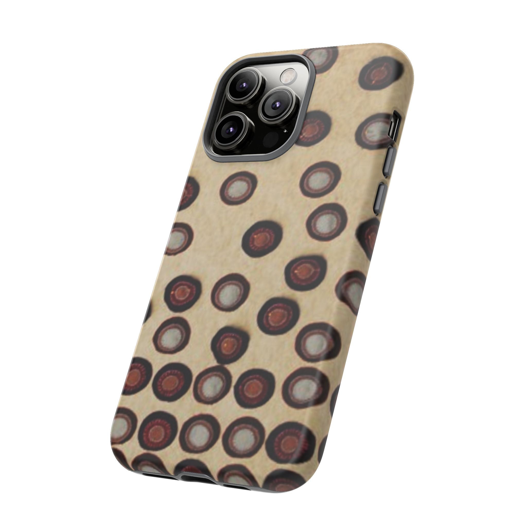 Penny Rug - Retro Dot Pattern Phone Case — Vintage Beige Circles Protective Cover
