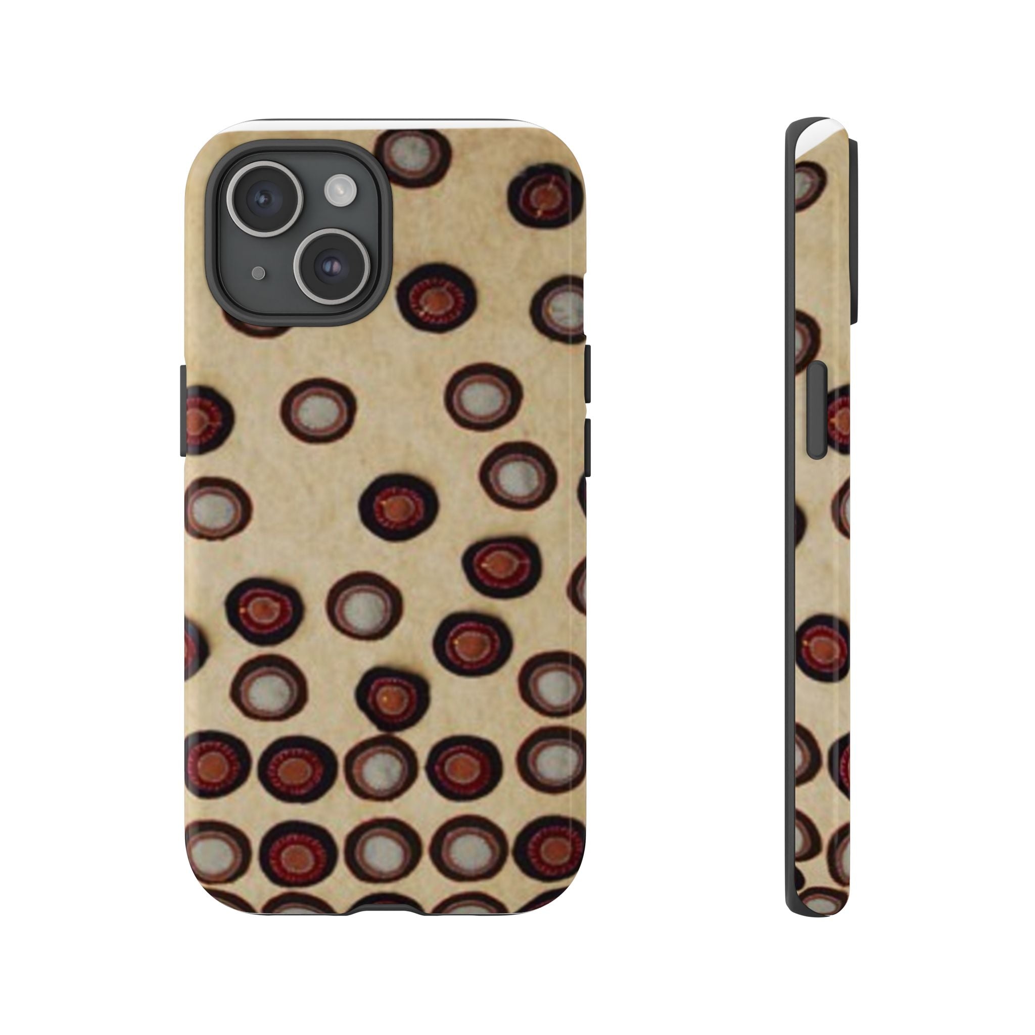 Penny Rug - Retro Dot Pattern Phone Case — Vintage Beige Circles Protective Cover