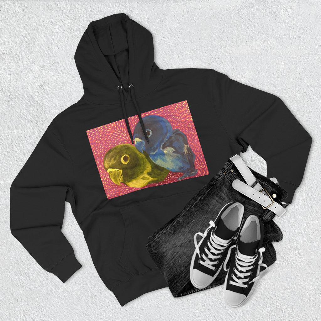 Parakeet Pop Art Hoodie — Colorful Budgie Bird Print Fleece Pullover
