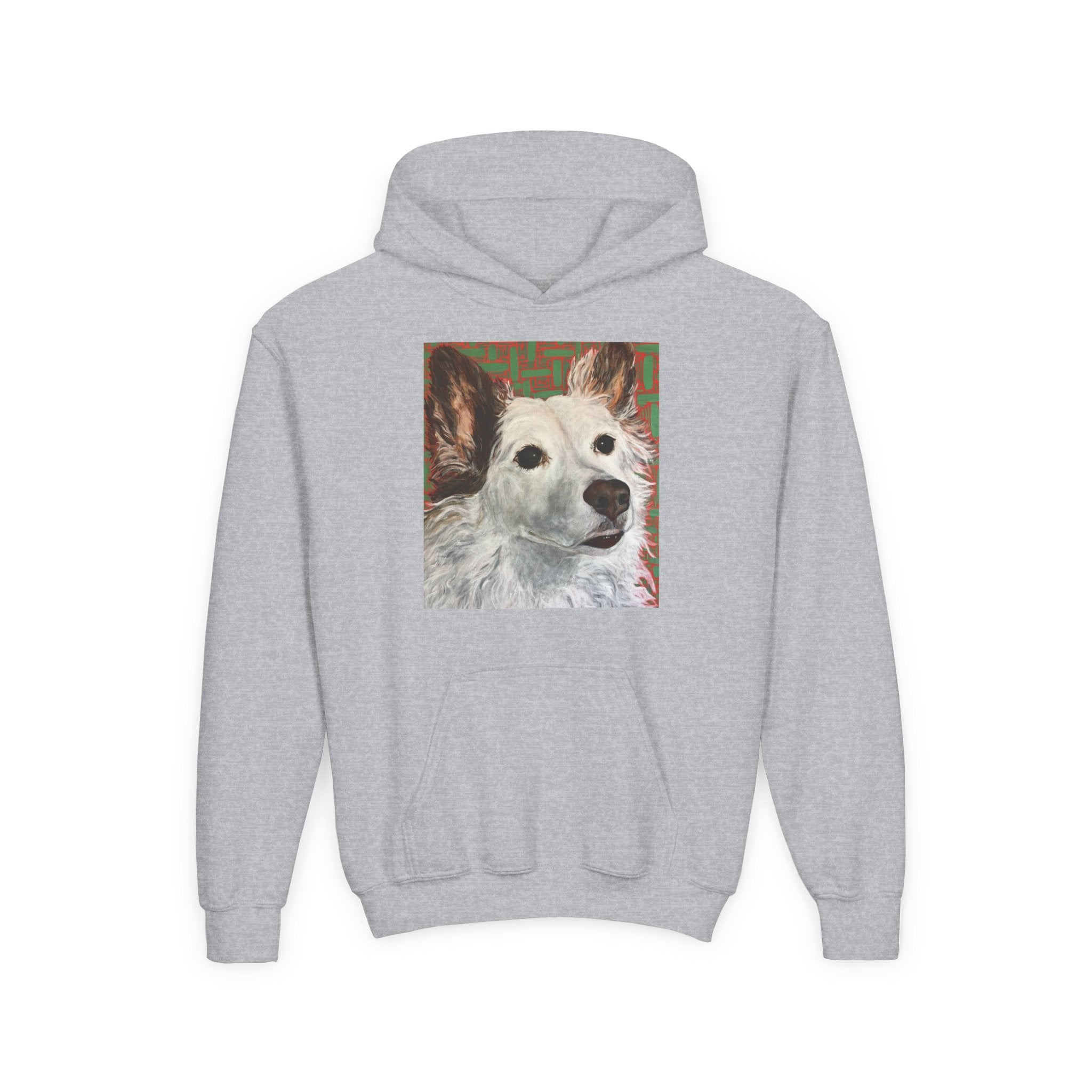 White Dog Portrait Hoodie —  Pullover for Kids