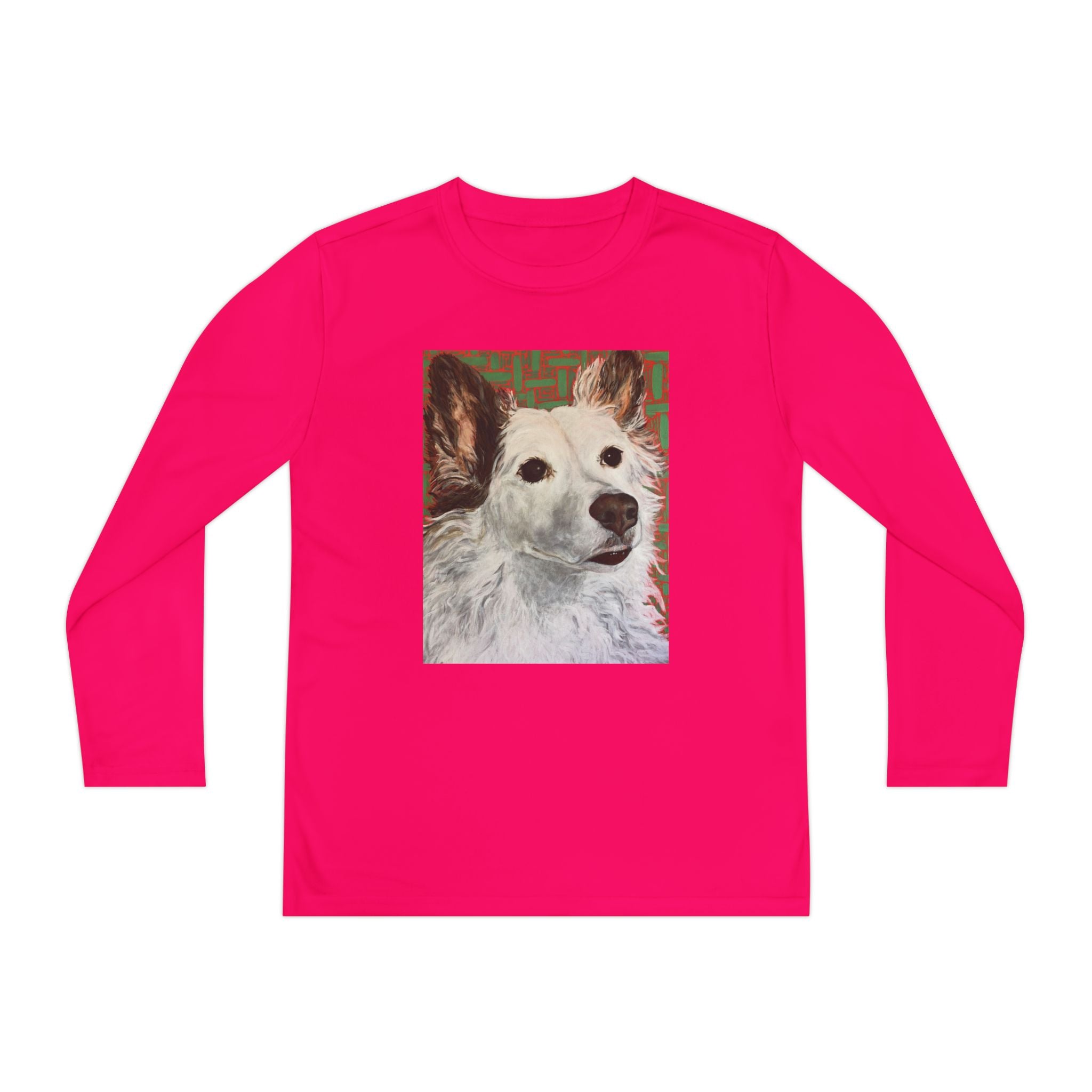 White Dog Portrait - Youth Long Sleeve Tee — White Dog Portrait Kids Shirt