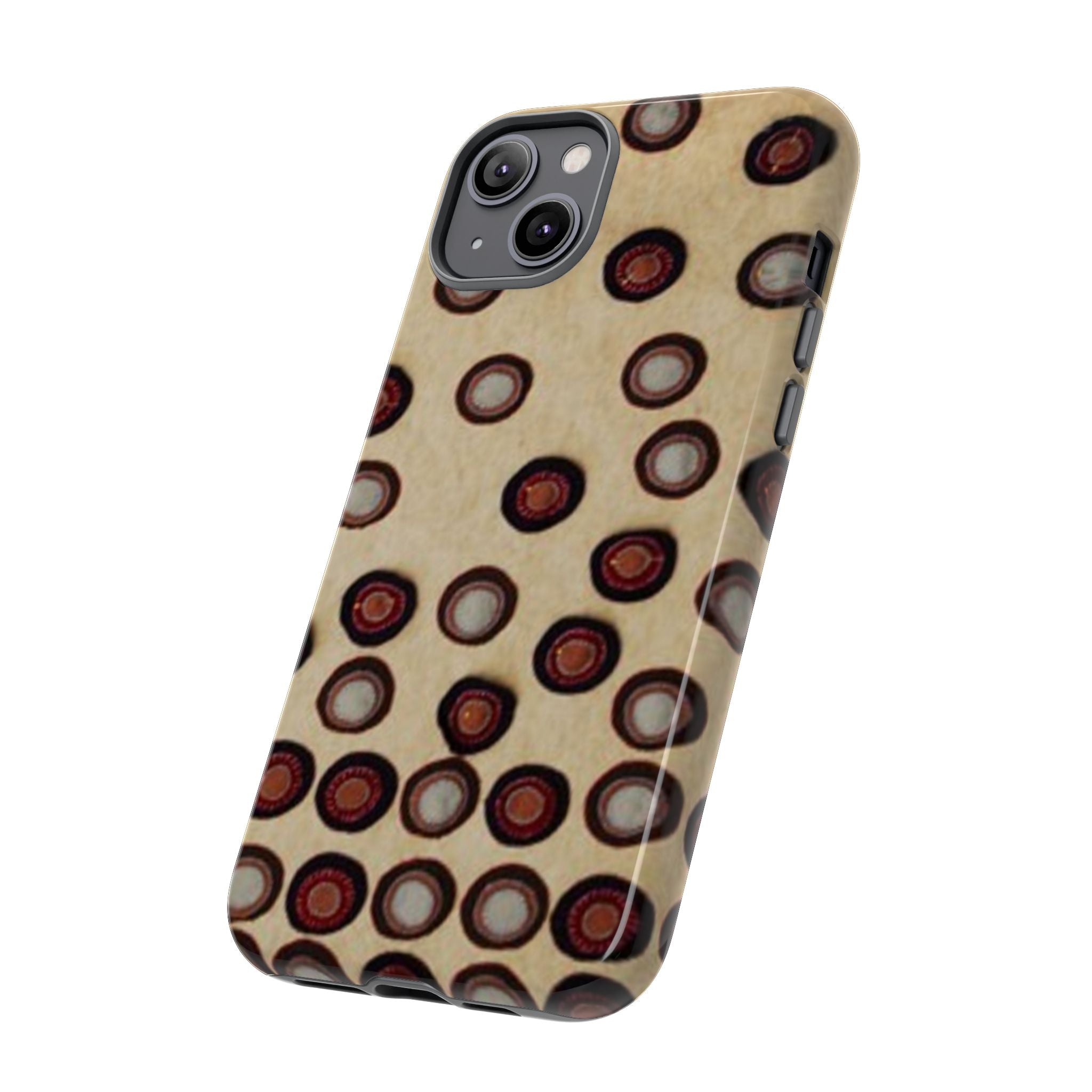 Penny Rug - Retro Dot Pattern Phone Case — Vintage Beige Circles Protective Cover