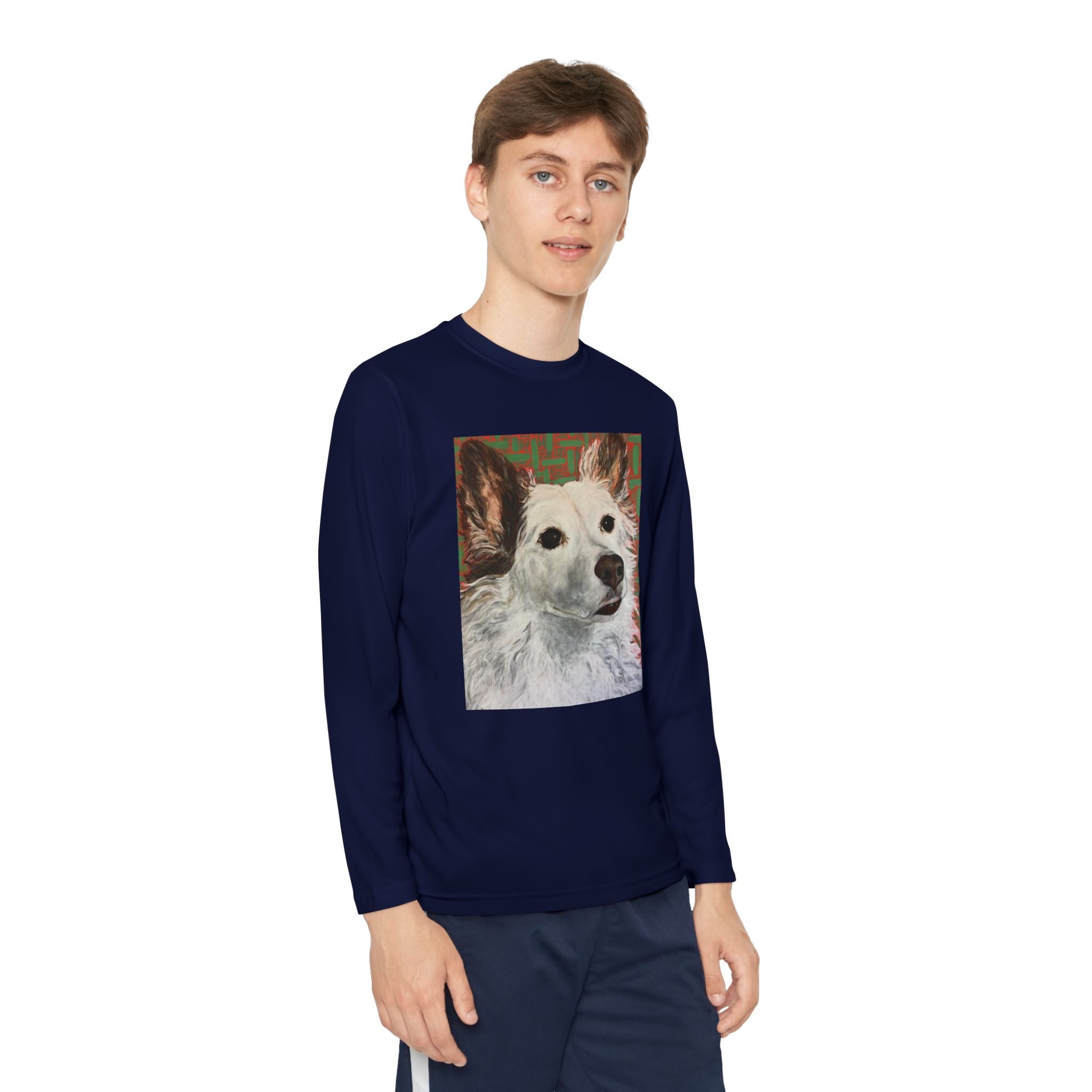 White Dog Portrait - Youth Long Sleeve Tee — White Dog Portrait Kids Shirt