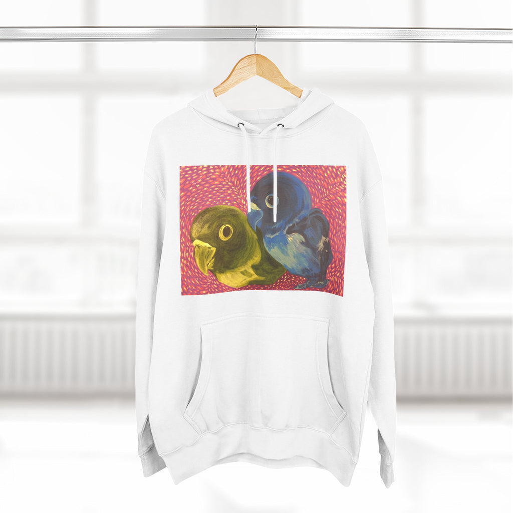 Parakeet Pop Art Hoodie — Colorful Budgie Bird Print Fleece Pullover
