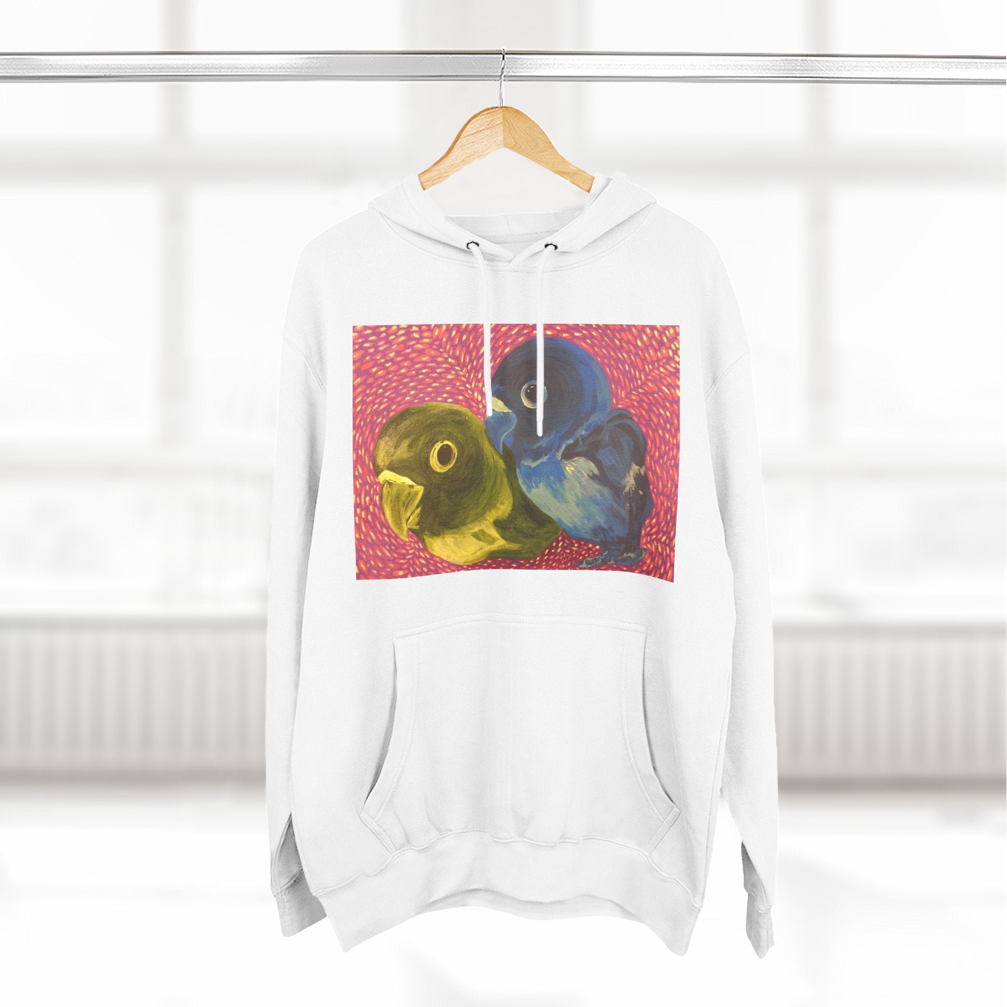 Parakeet Pop Art Hoodie — Colorful Budgie Bird Print Fleece Pullover