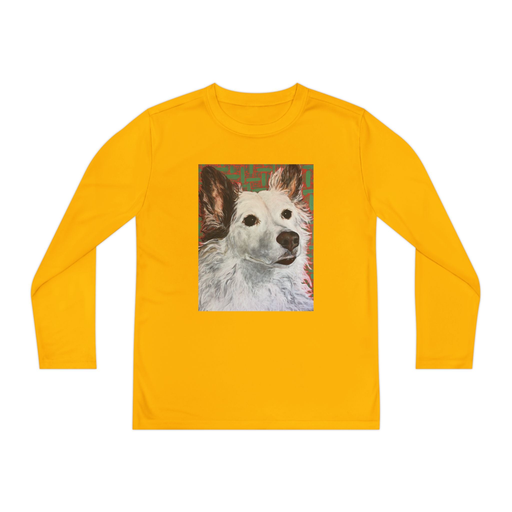 White Dog Portrait - Youth Long Sleeve Tee — White Dog Portrait Kids Shirt