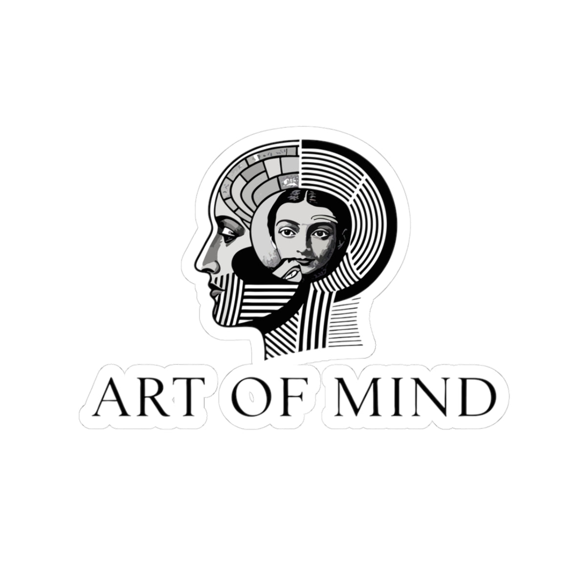 Art of Mind Kiss-Cut Sticker — Vintage Anatomical Head Design