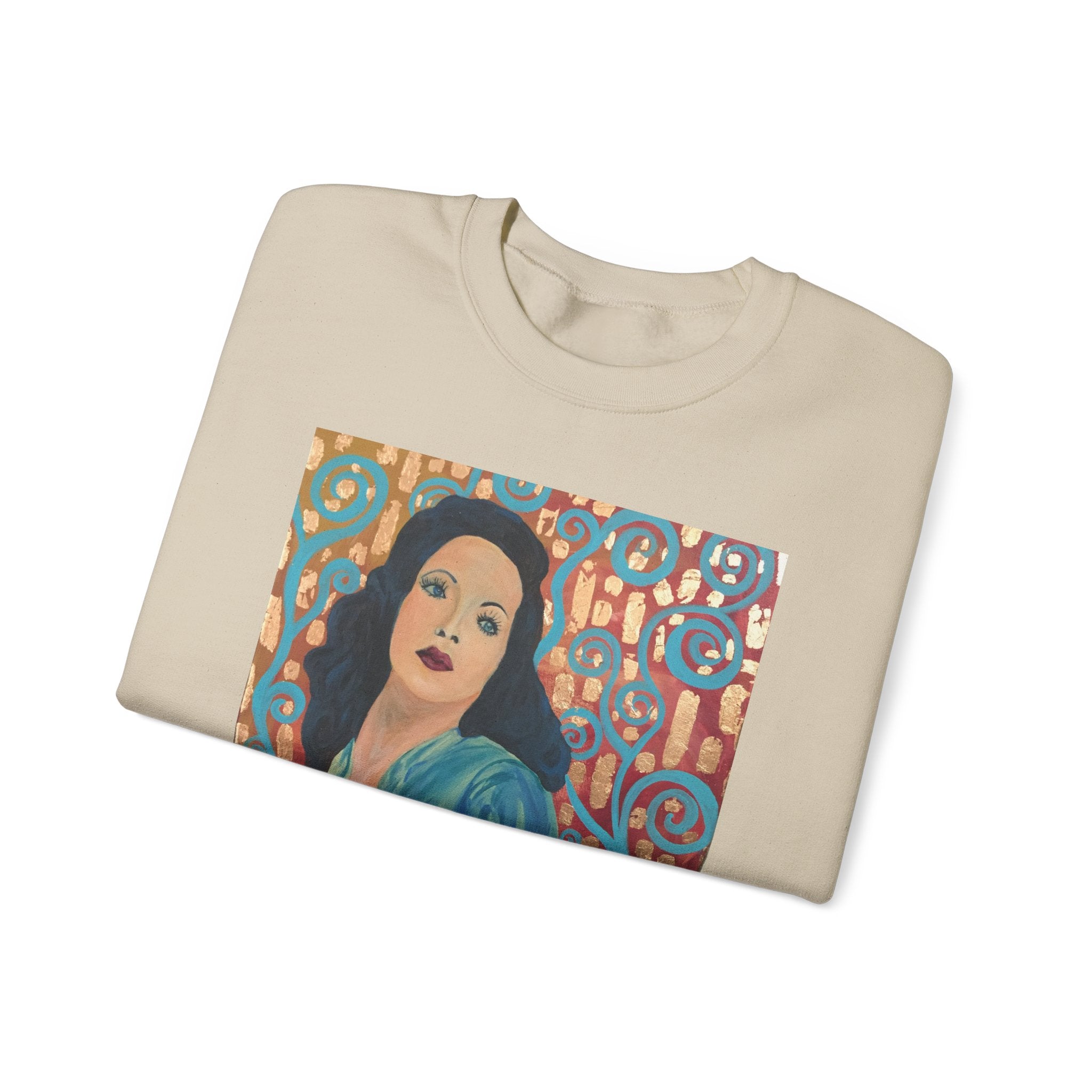 Gene Tierney Portrait Adult Sweatshirt — Painted Pop-Art Vintage Actress Crewneck