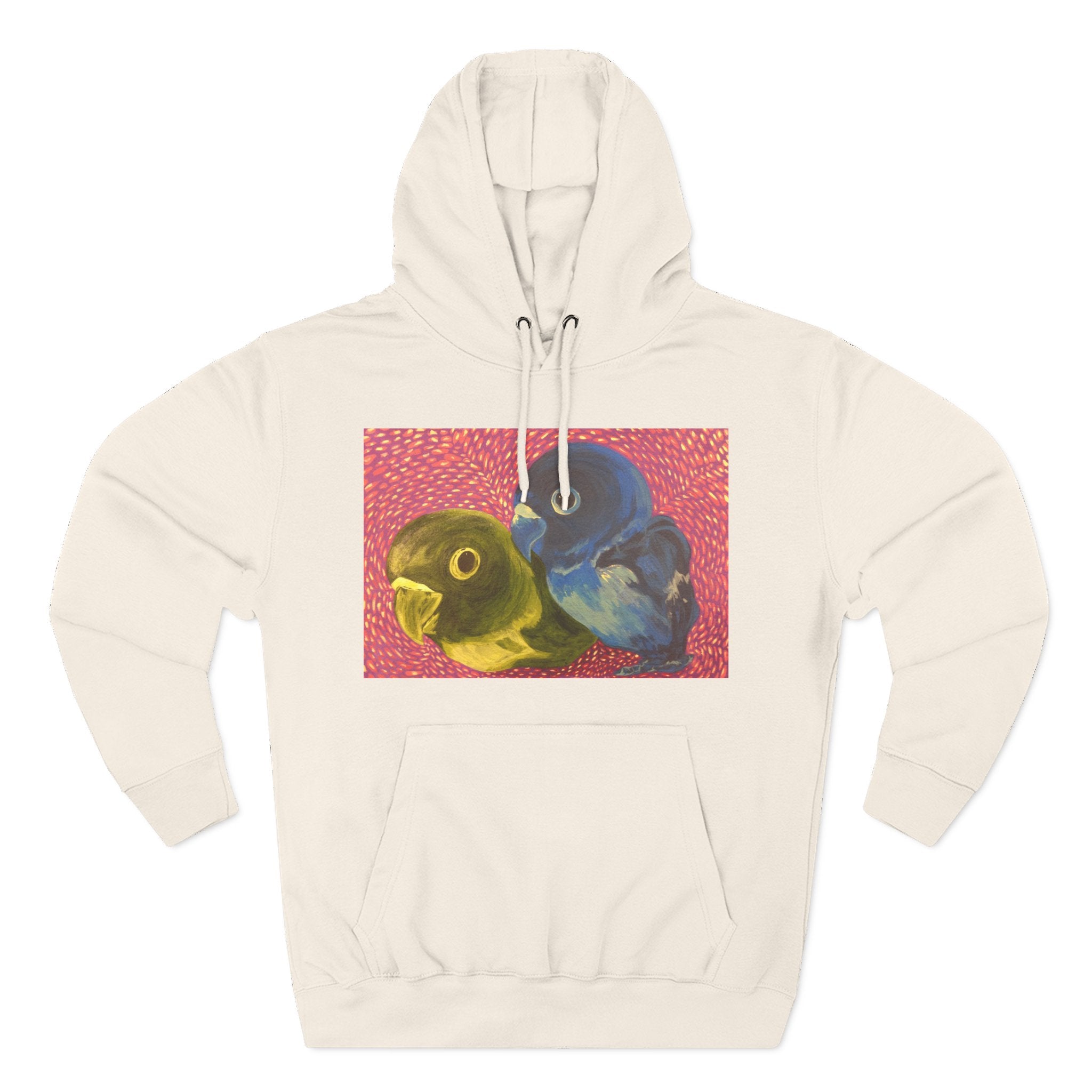 Parakeet Pop Art Hoodie — Colorful Budgie Bird Print Fleece Pullover