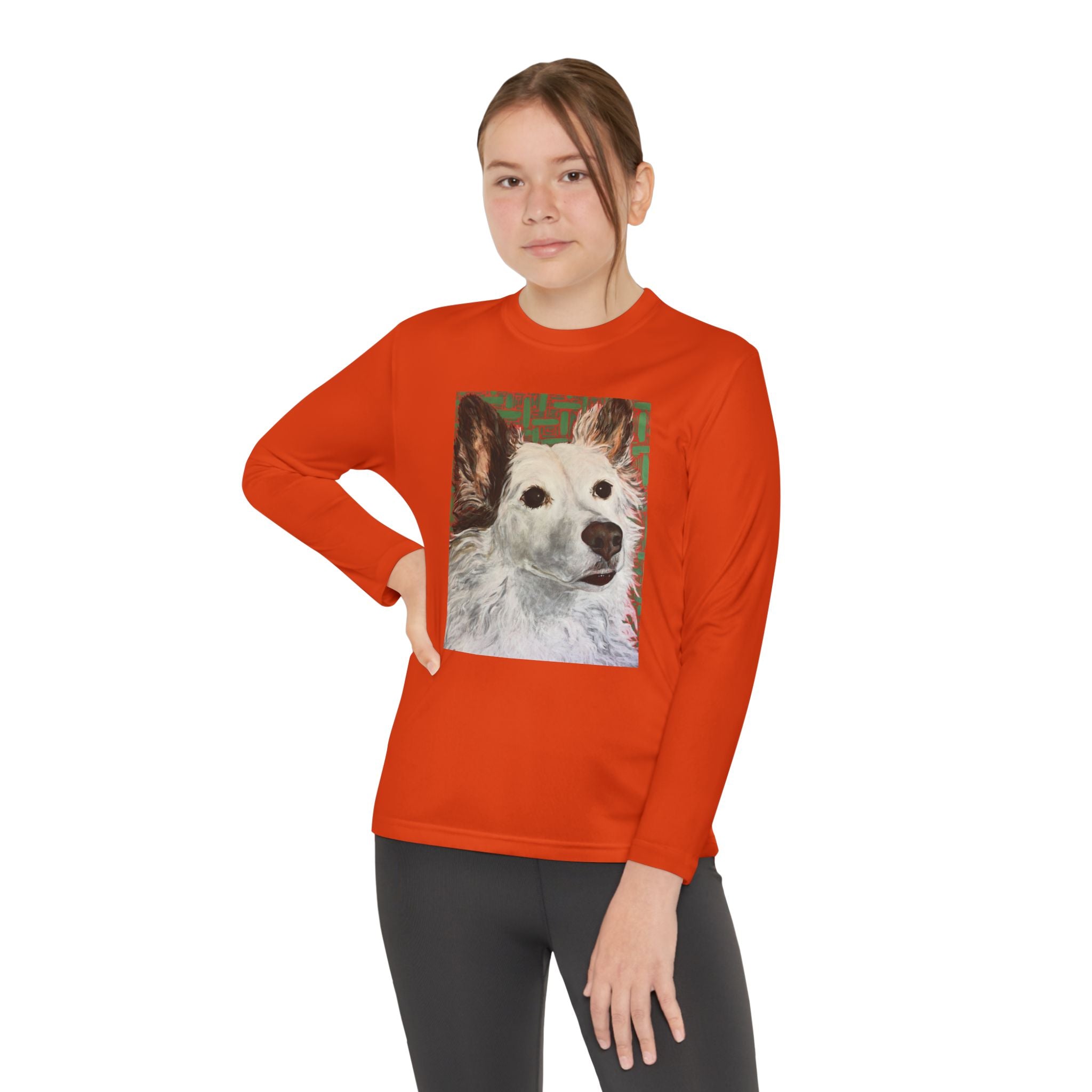 White Dog Portrait - Youth Long Sleeve Tee — White Dog Portrait Kids Shirt