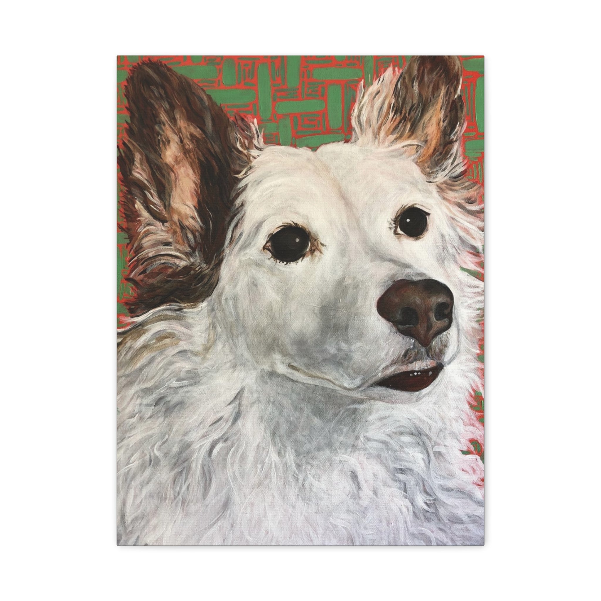 White Dog Portrait Canvas Print — Stretched Matte Wall Art for Pet Lovers