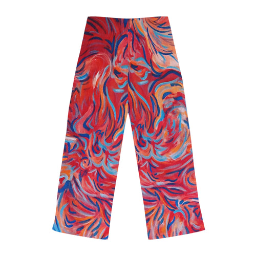 Abstract Flame Swirl - Women's Pajama Pants - Vibrant Abstract Swirl Print Lounge Pants