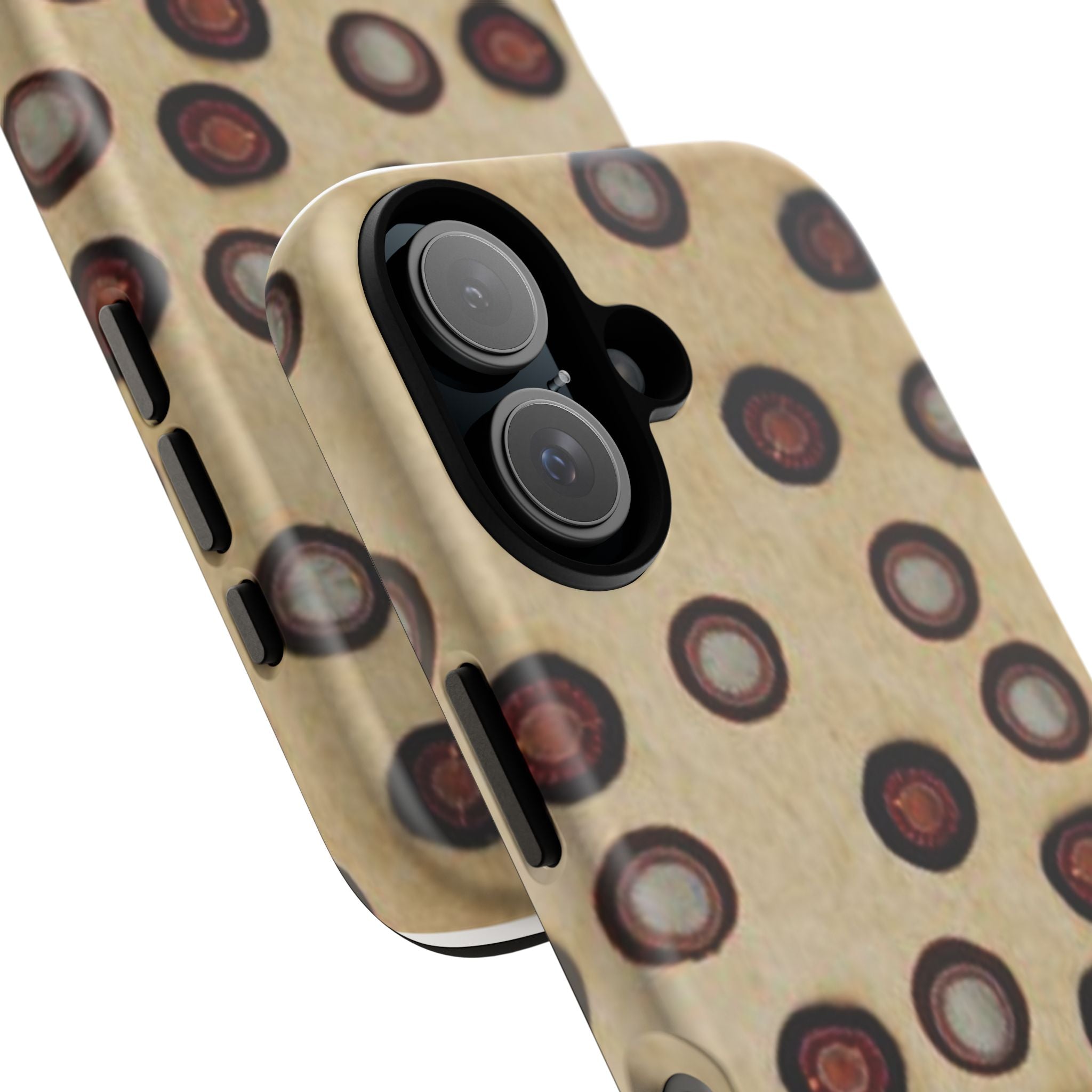 Penny Rug - Retro Dot Pattern Phone Case — Vintage Beige Circles Protective Cover