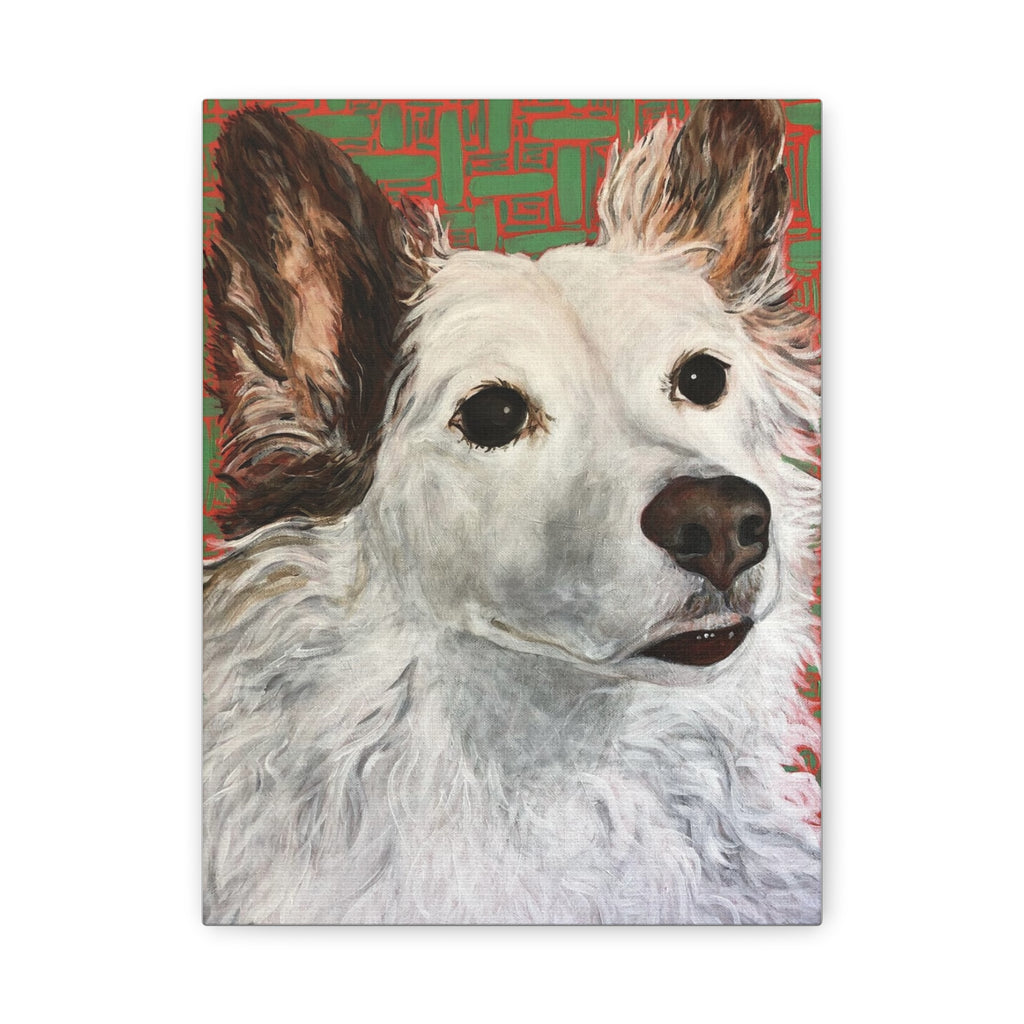 White Dog Portrait Canvas Print — Stretched Matte Wall Art for Pet Lovers