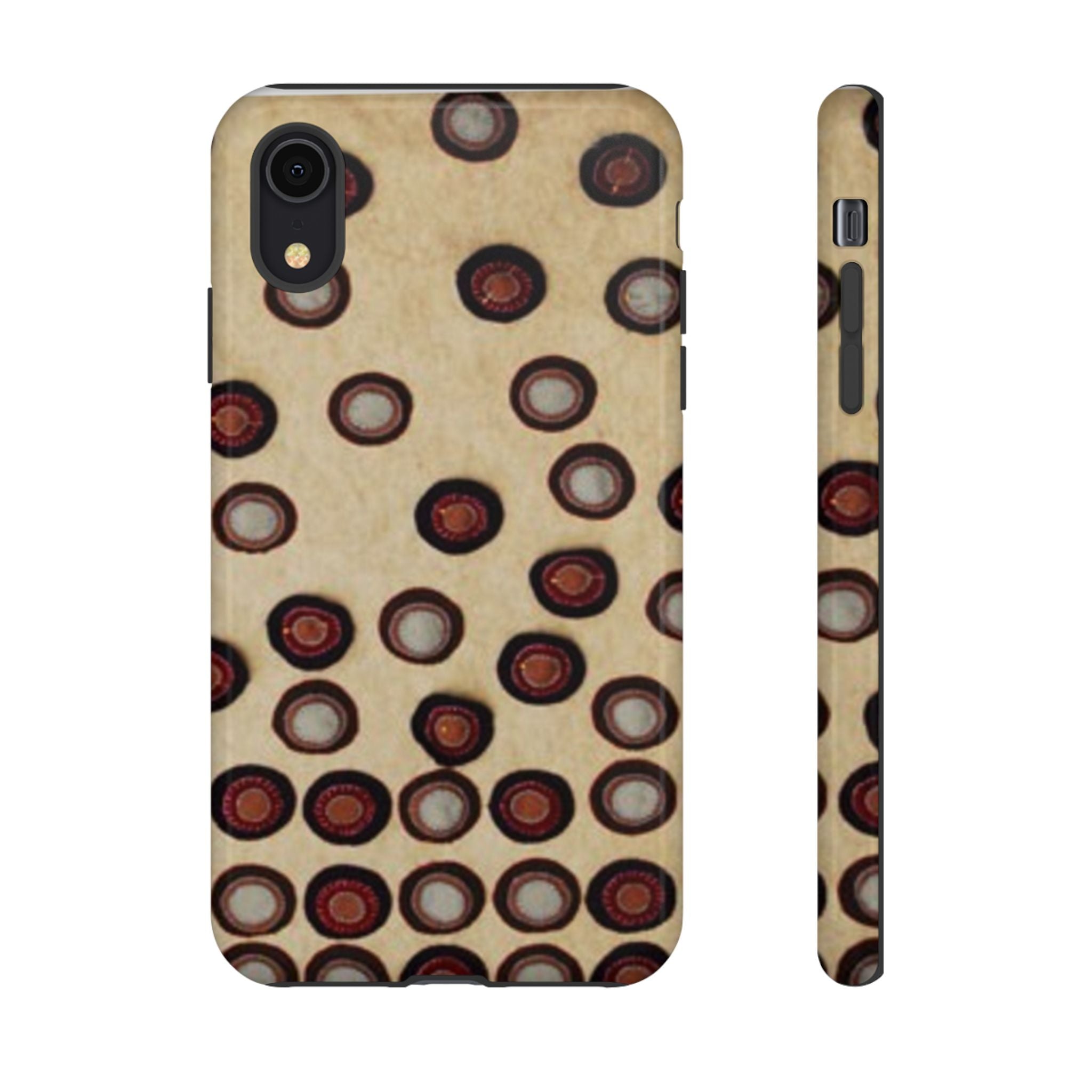 Penny Rug - Retro Dot Pattern Phone Case — Vintage Beige Circles Protective Cover