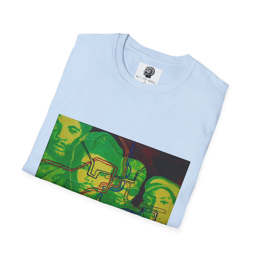 Bad Brains - Abstract Green Portrait T-Shirt — Surreal Layered Faces Art Tee