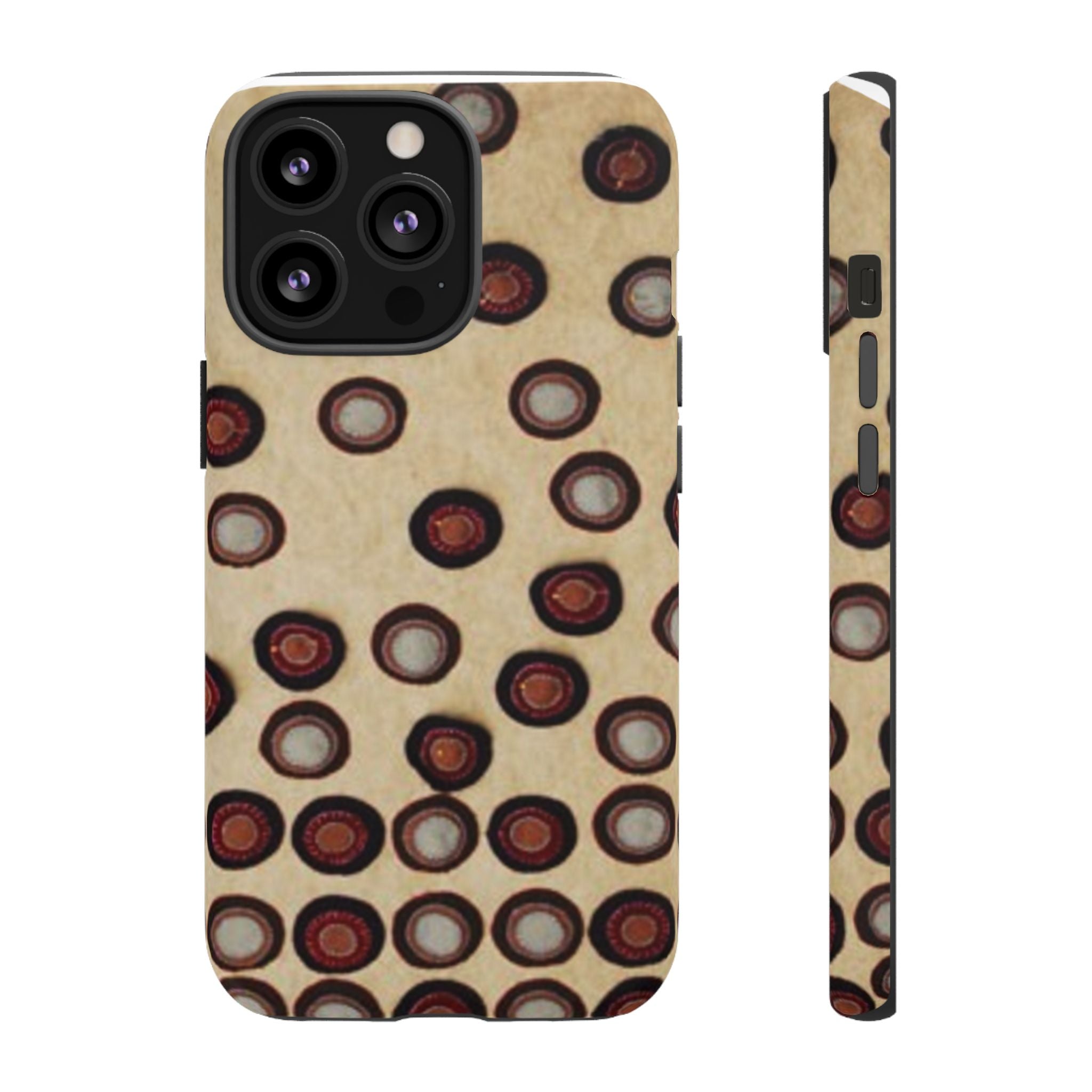 Penny Rug - Retro Dot Pattern Phone Case — Vintage Beige Circles Protective Cover