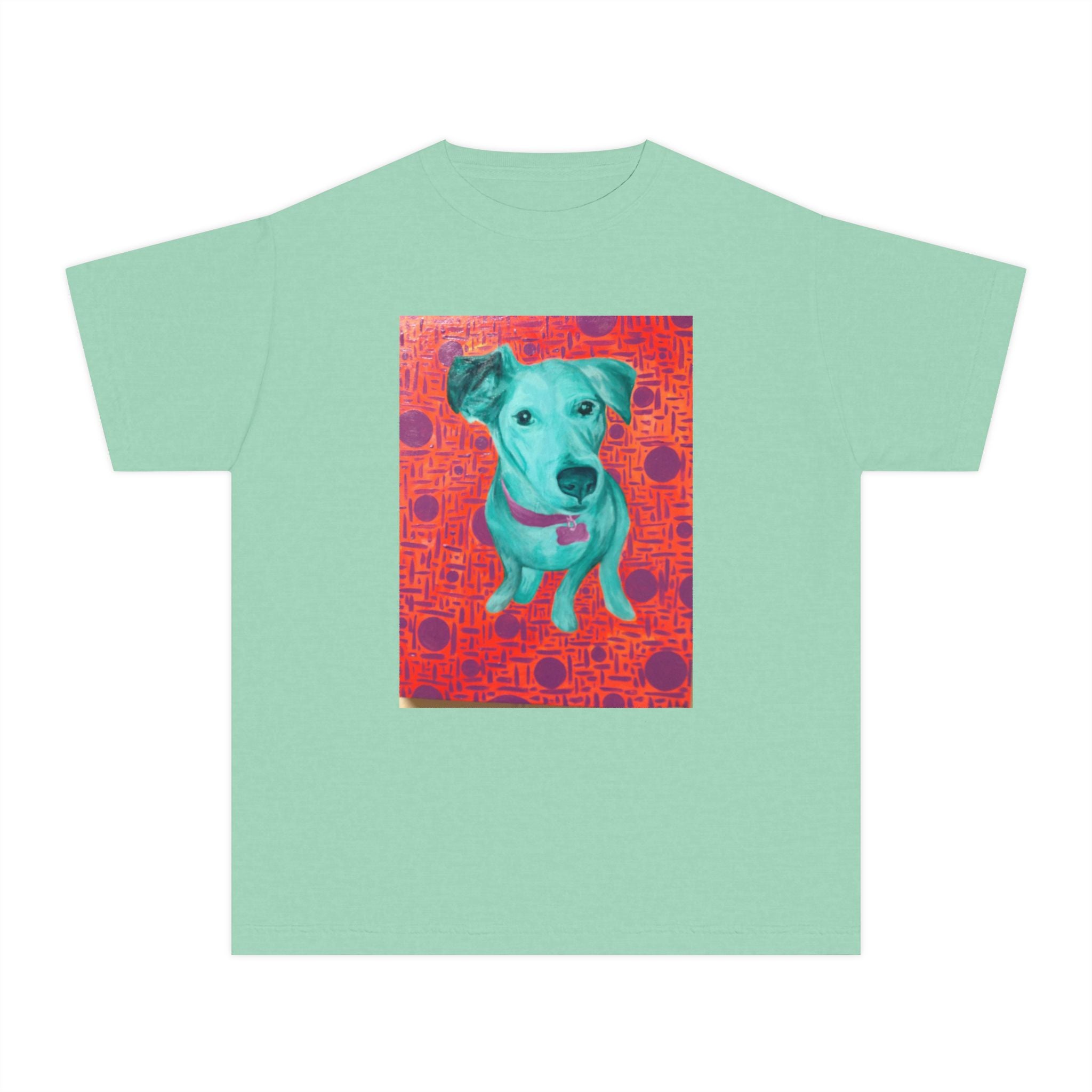 White Dog - Youth Tee — Colorful Pop-Art Puppy Graphic Kids T-Shirt