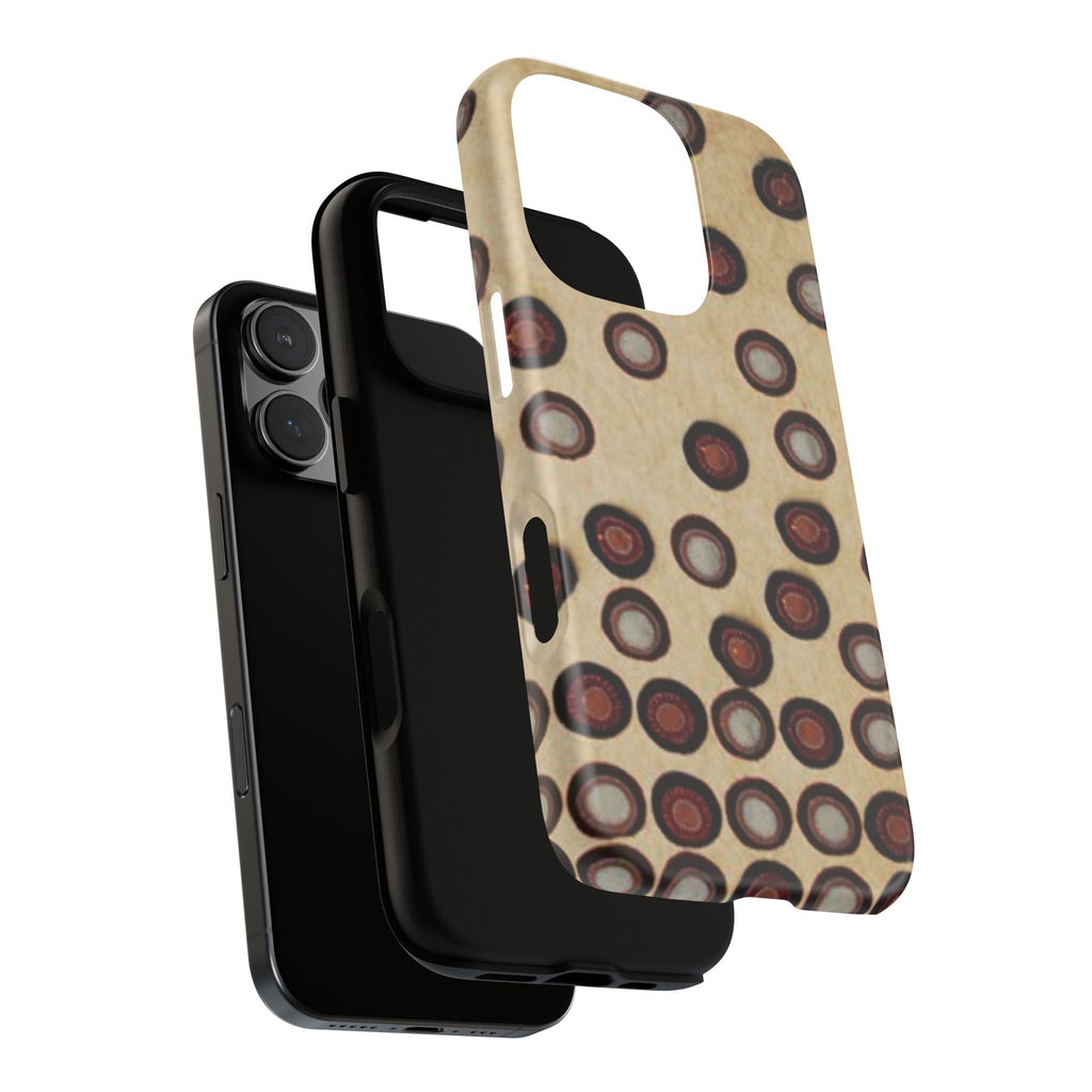 Penny Rug - Retro Dot Pattern Phone Case — Vintage Beige Circles Protective Cover