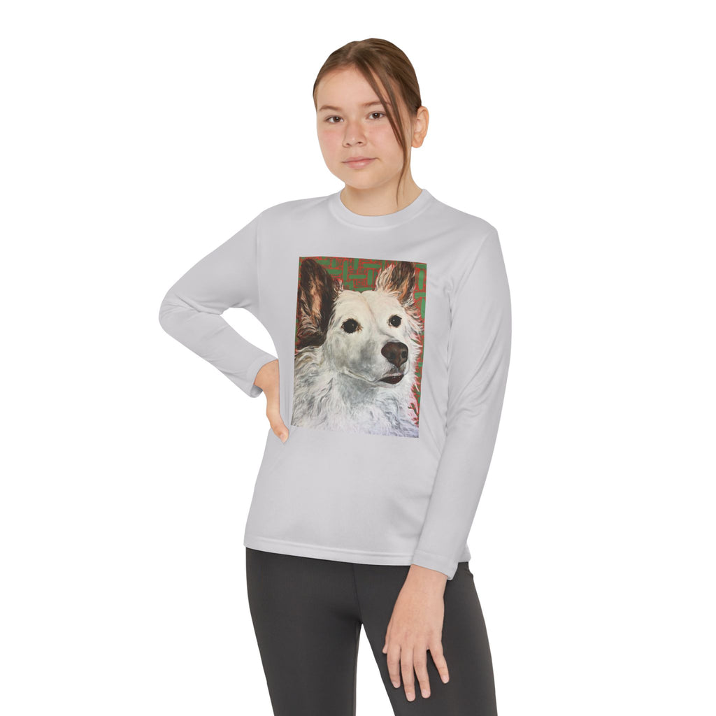 White Dog Portrait - Youth Long Sleeve Tee — White Dog Portrait Kids Shirt